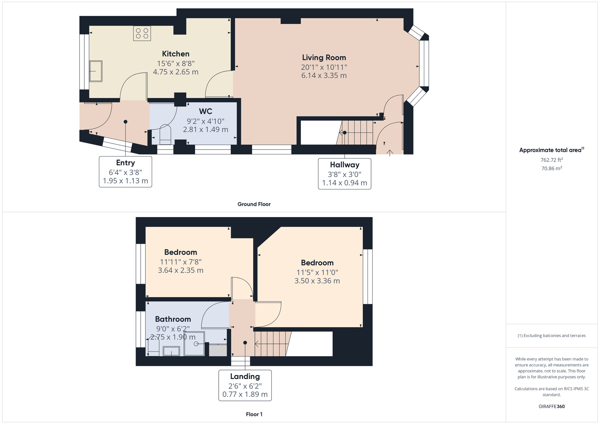 Floorplan of 2 bedroom Semi Detached House for sale, Baskin Lane, Chilwell, Nottinghamshire, NG9