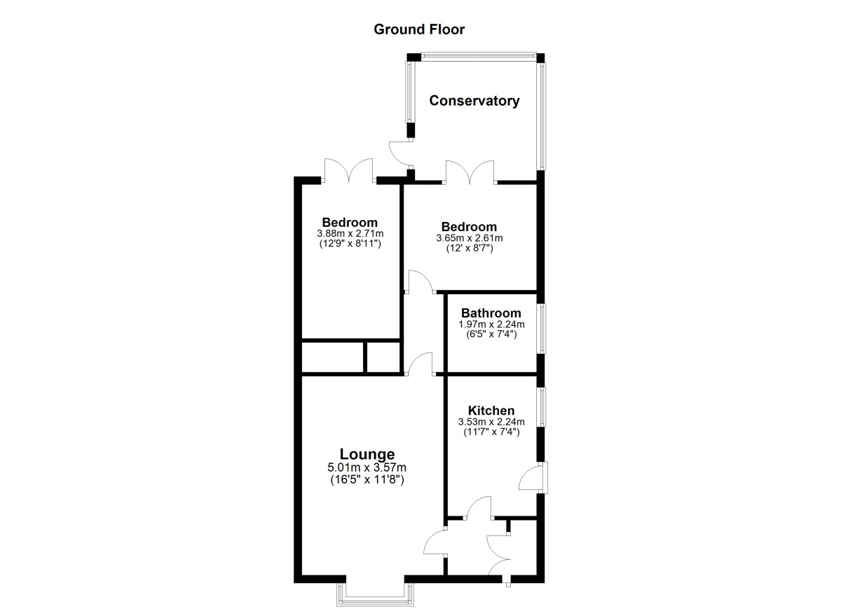 Floorplan of 2 bedroom Semi Detached Bungalow for sale, Thornbridge, Teal Farm, Tyne And Wear, NE38