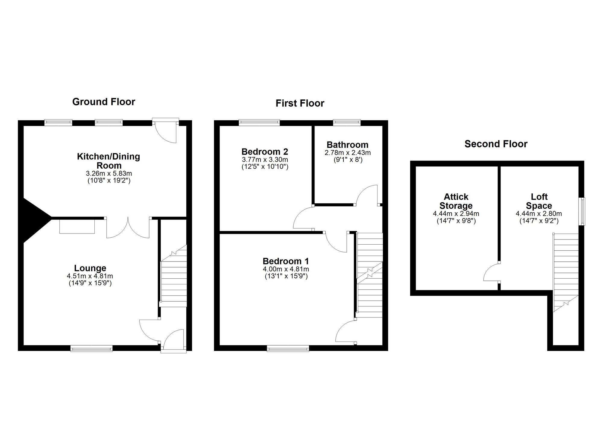 Floorplan of 2 bedroom End Terrace House for sale, East Bridge Street, Mount Pleasant, Houghton-Le Spring, DH4