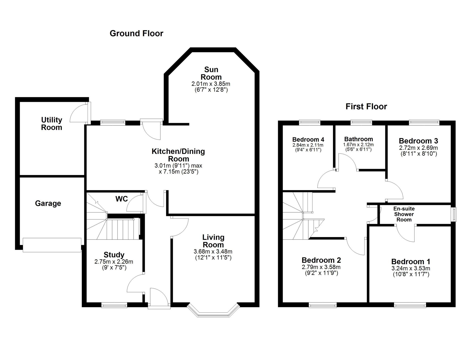 Floorplan of 4 bedroom Detached House for sale, Kinlet, Teal Farm, Washington, NE38