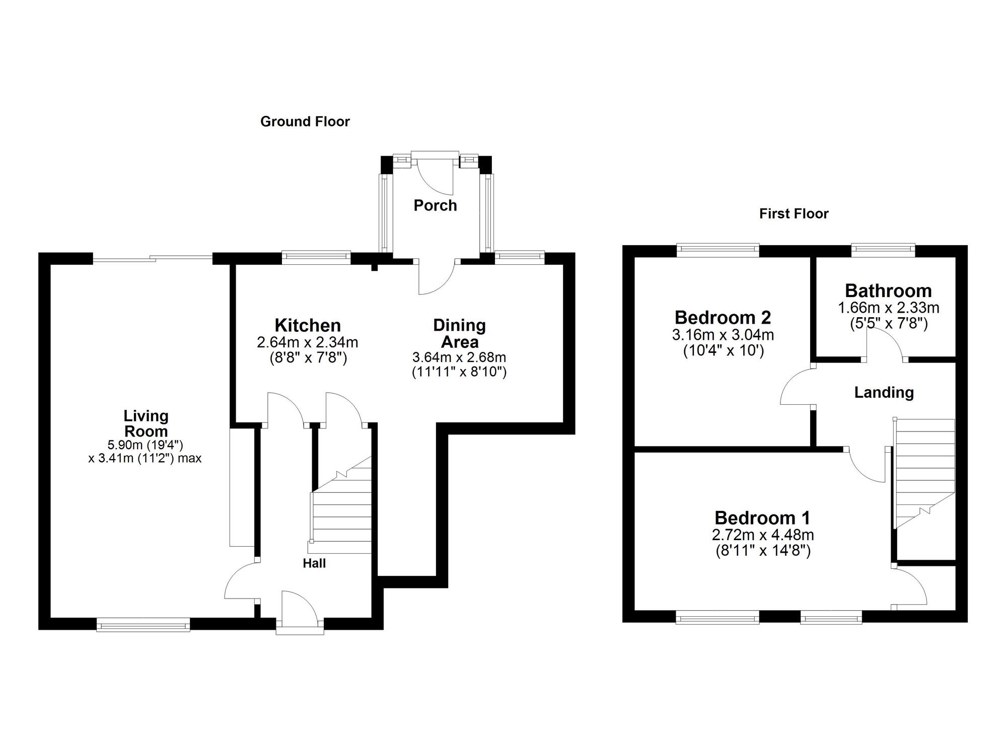 Floorplan of 2 bedroom Semi Detached House for sale, Coach Road Estate, Washington, Tyne and Wear, NE37