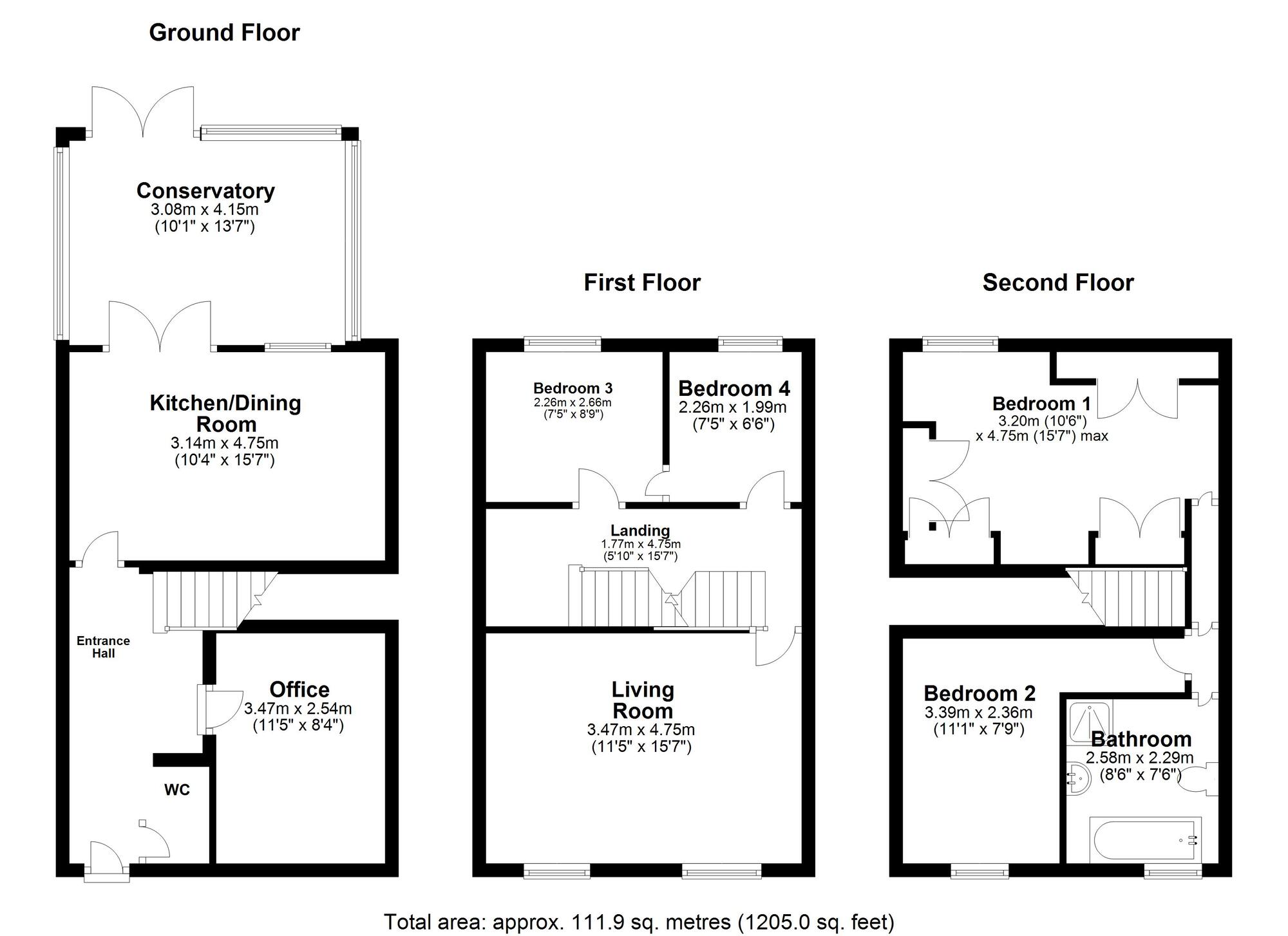 Floorplan of 4 bedroom Mid Terrace House for sale, Wansbeck, Washington, Tyne and Wear, NE38