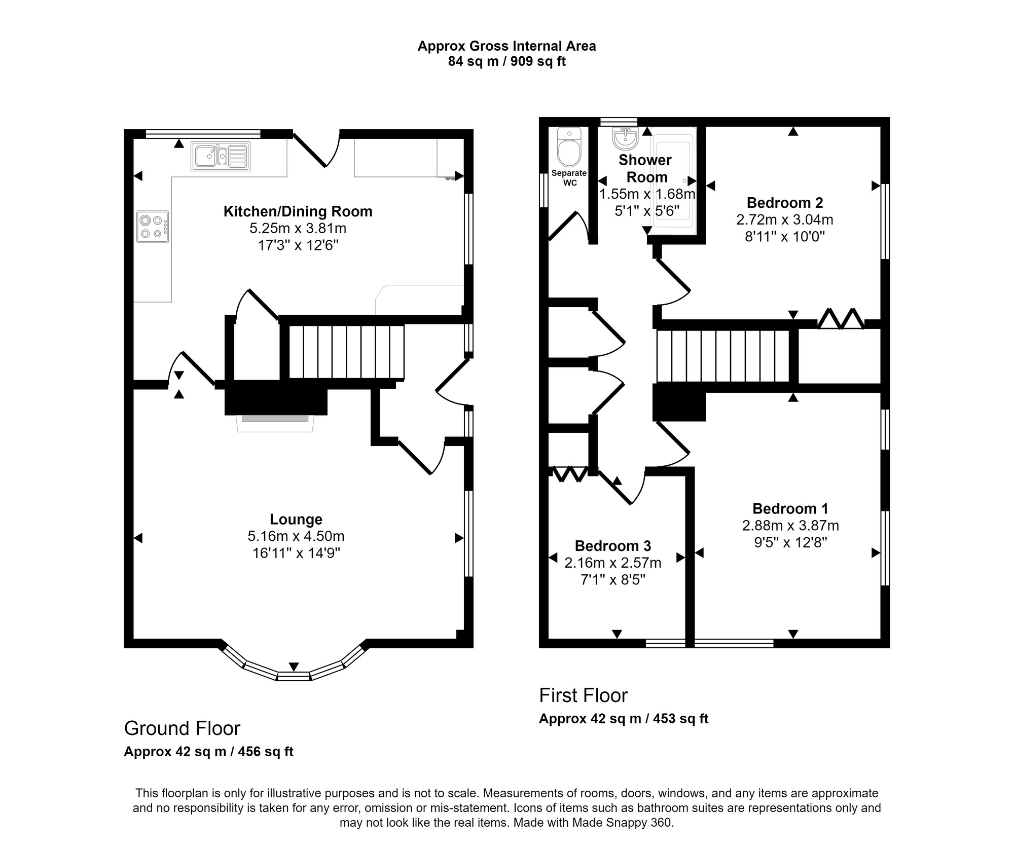 Floorplan of 3 bedroom Semi Detached House for sale, Turfside, Leam Lane, Gateshead, NE10