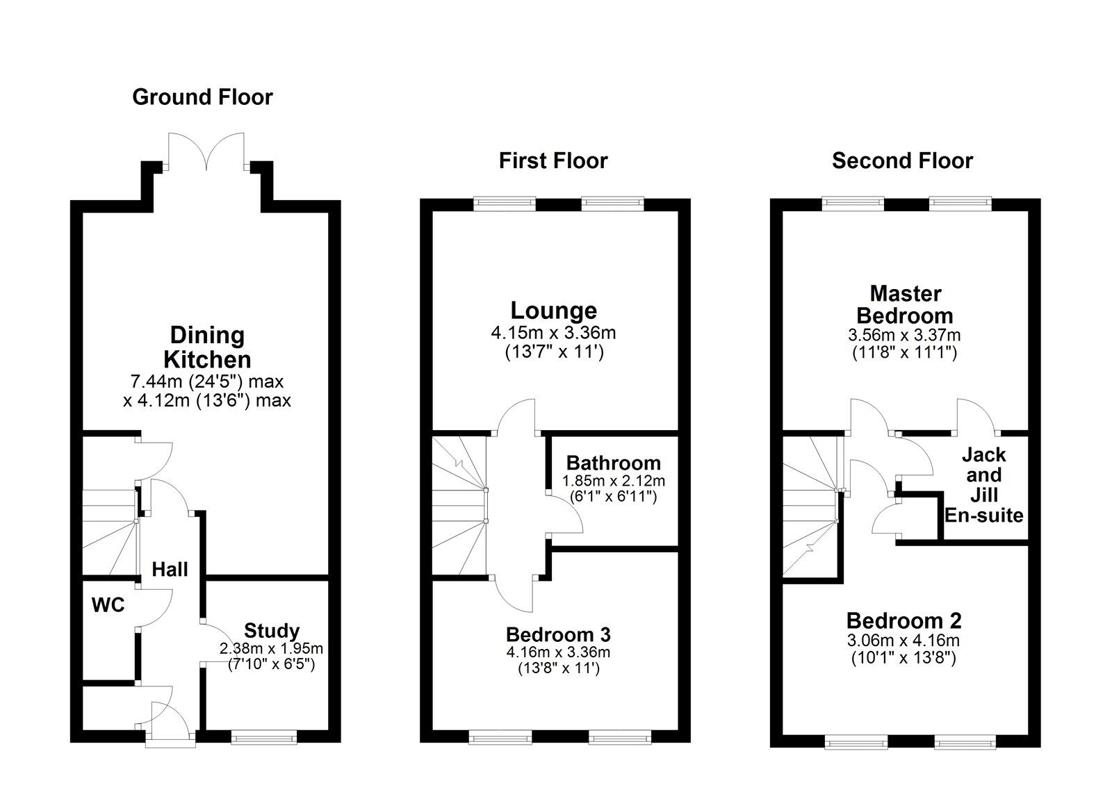 Floorplan of 3 bedroom Semi Detached House for sale, Edale Close, Teal Farm Village, Tyne and Wear, NE38