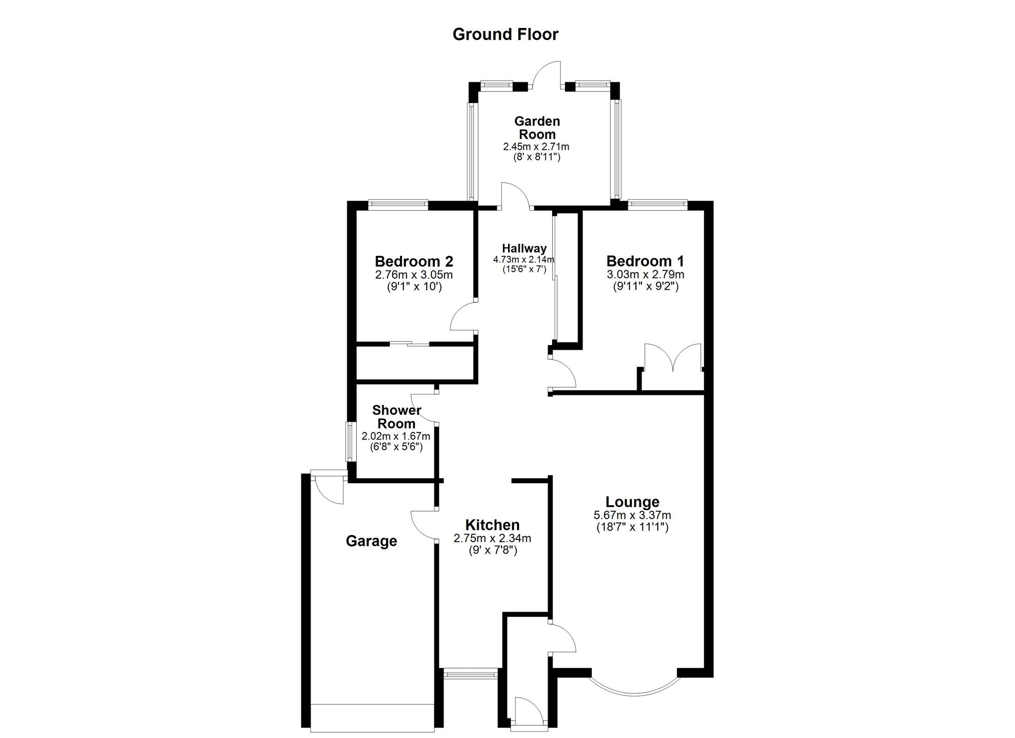 Floorplan of 2 bedroom Detached Bungalow for sale, Avebury Drive, Washington Village, Tyne and Wear, NE38