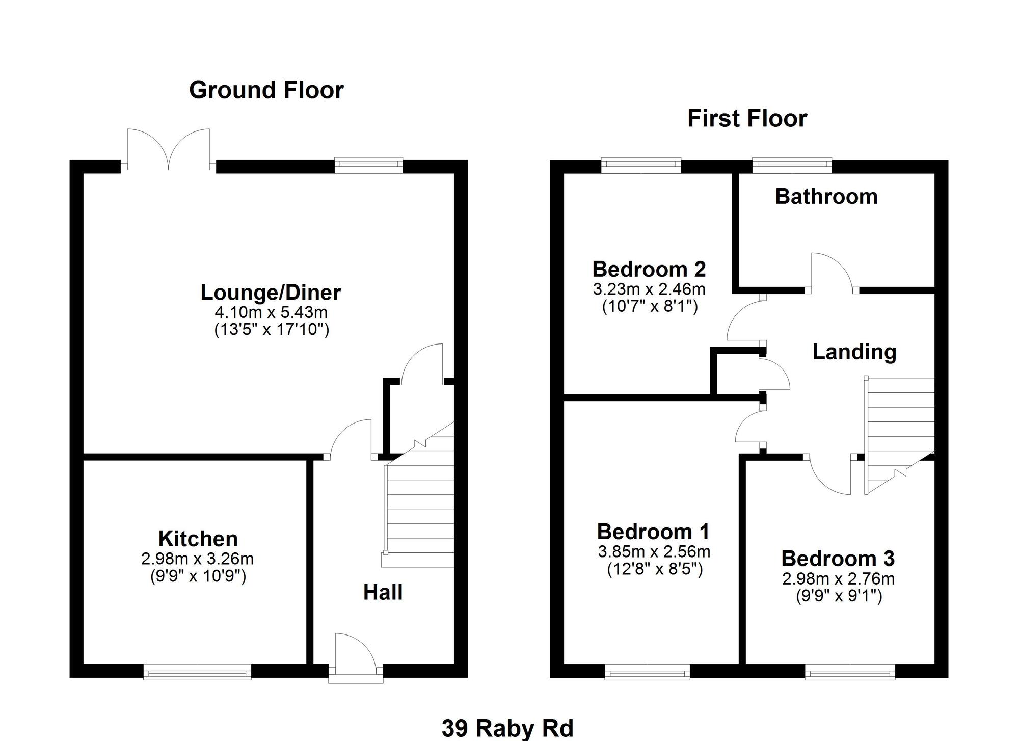 Floorplan of 3 bedroom End Terrace House for sale, Raby Road, Oxclose, Washington, Tyne and Wear, NE38