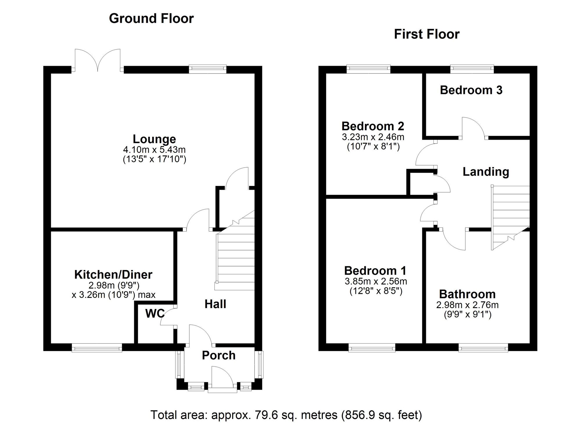 Floorplan of 3 bedroom End Terrace House for sale, Raby Road, Oxclose, Washington, Tyne and Wear, NE38