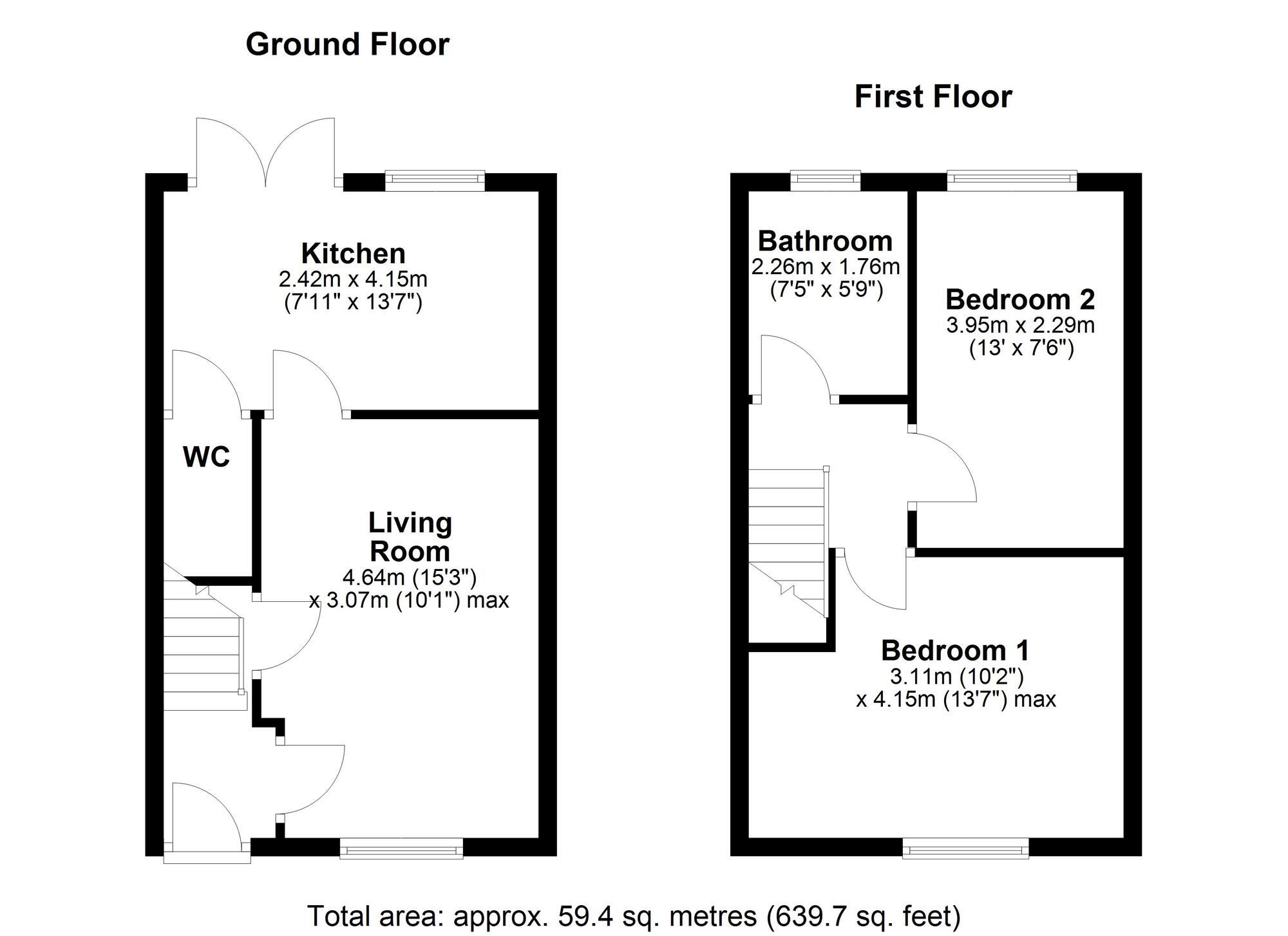 Floorplan of 2 bedroom Semi Detached House for sale, Cuthbert Park, Birtley, Tyne and Wear, DH3