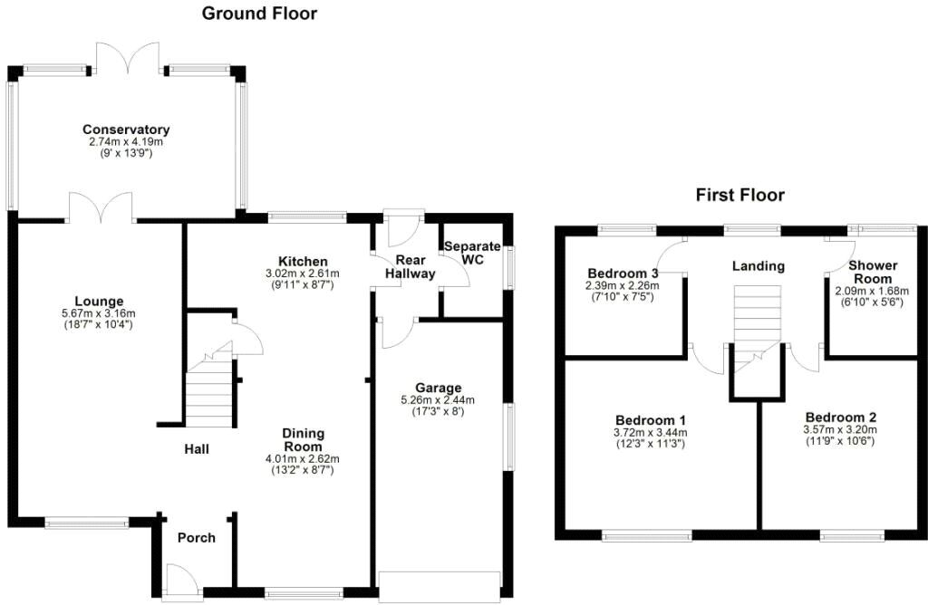 Floorplan of 3 bedroom Detached House for sale, Wroxton, Biddick, Washington, NE38