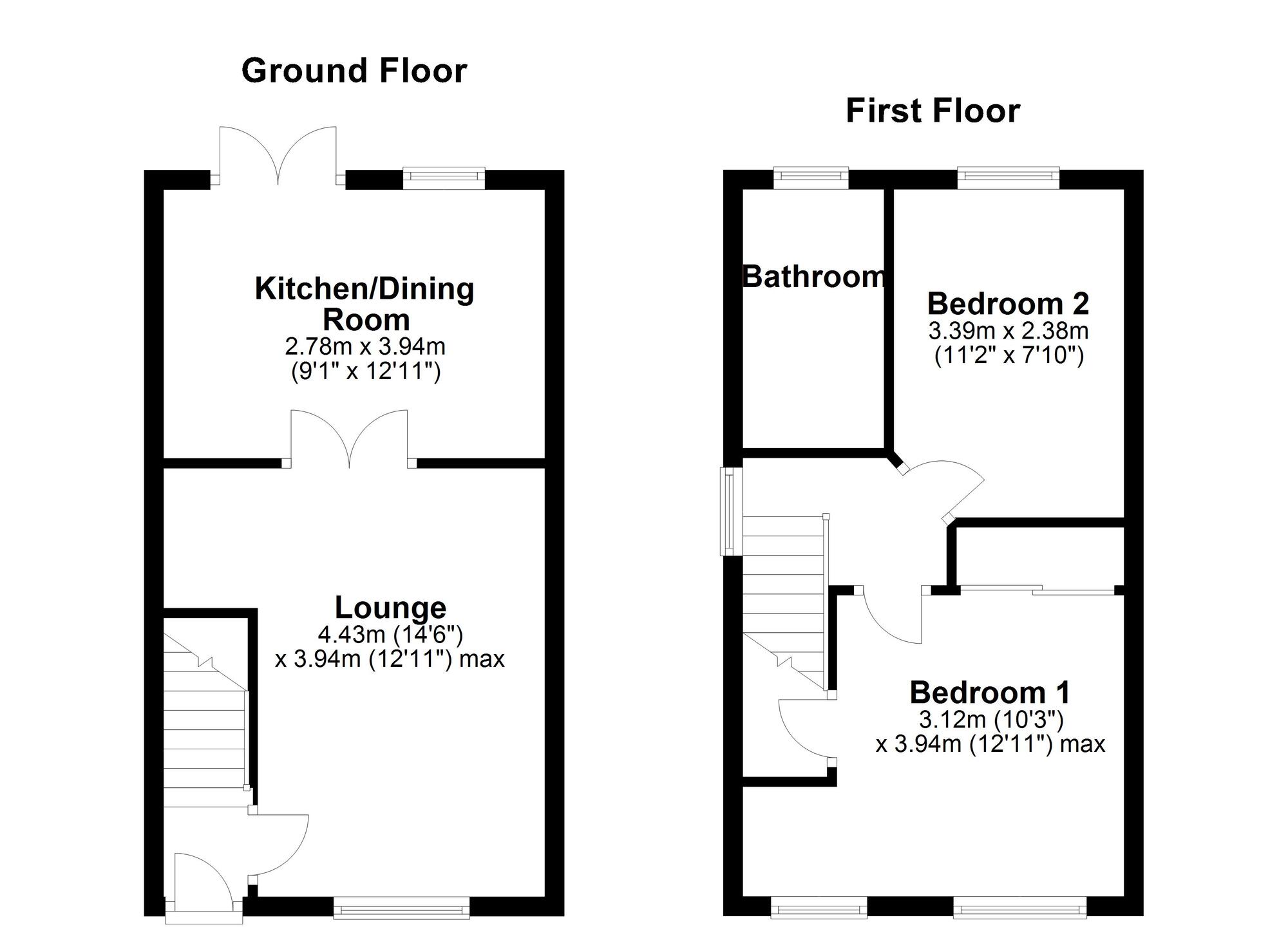 Floorplan of 2 bedroom Semi Detached House for sale, Penyghent Way, Washington, Tyne and Wear, NE37