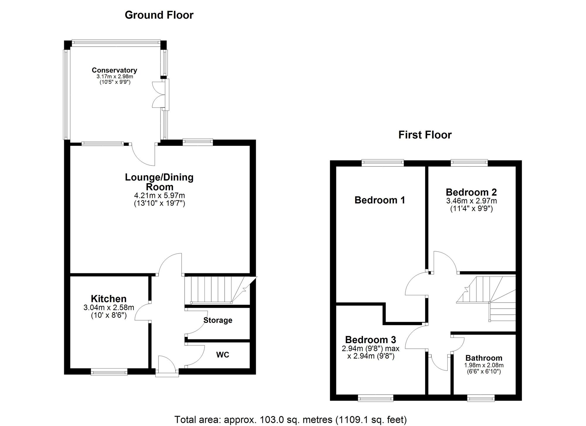 Floorplan of 3 bedroom Mid Terrace House to rent, Hylton Court, Washington, Tyne and Wear, NE38