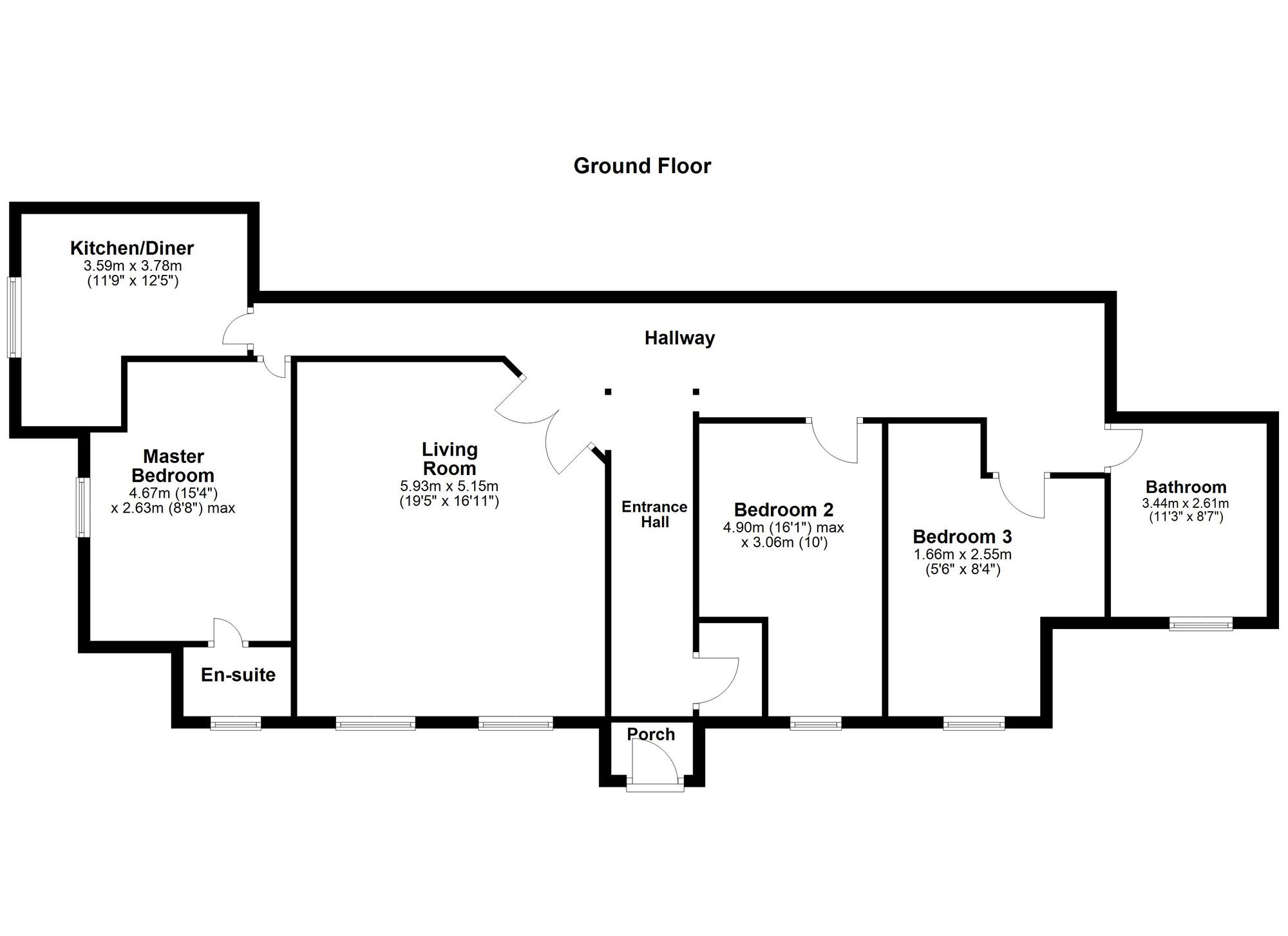 Floorplan of 3 bedroom  Flat to rent, Coach Road Estate, Washington, Tyne and Wear, NE37