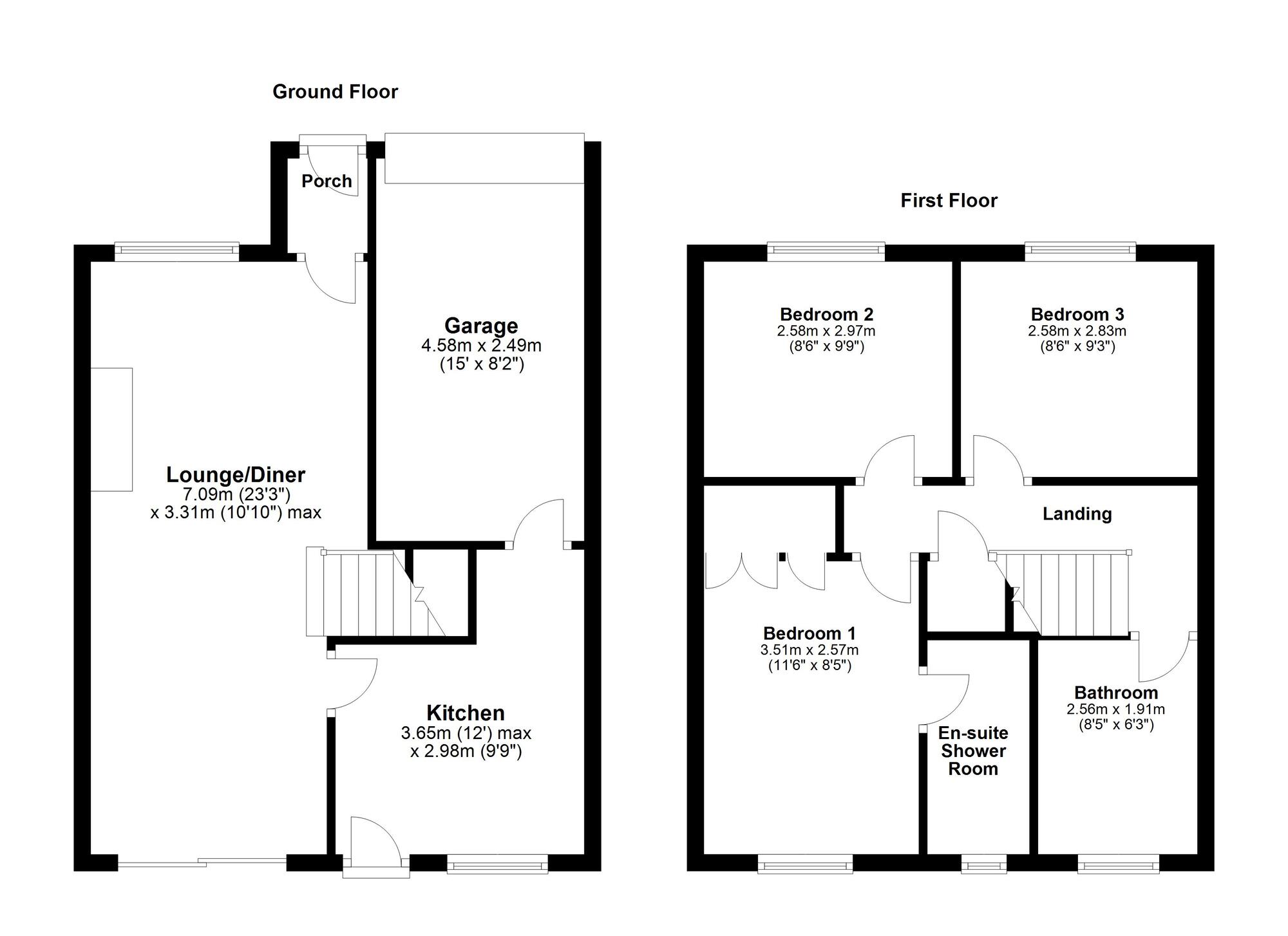 Floorplan of 3 bedroom Semi Detached House for sale, Marwell Drive, Washington, Tyne and Wear, NE37