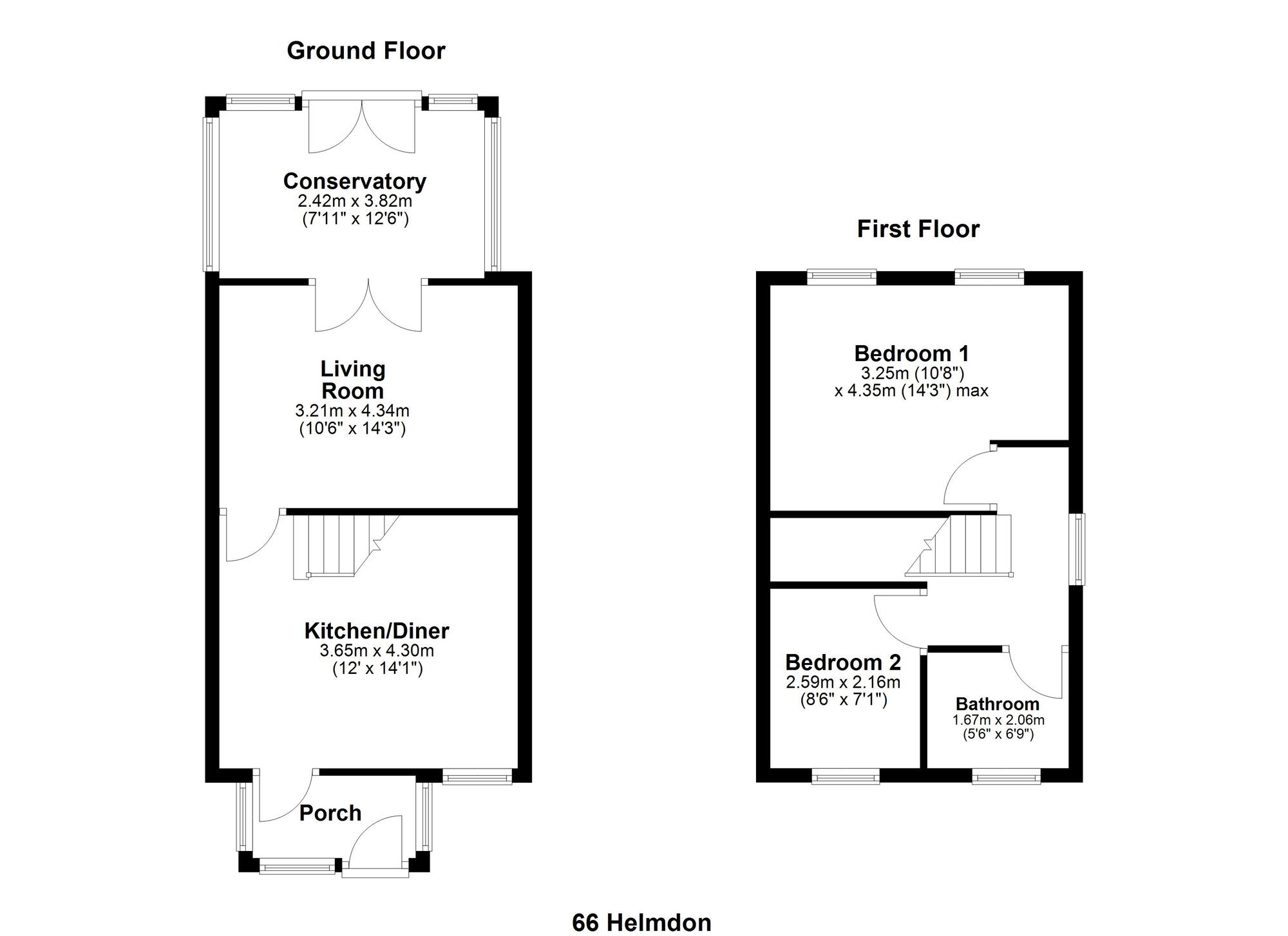 Floorplan of 2 bedroom Semi Detached House for sale, Helmdon, Washington, Tyne and Wear, NE37