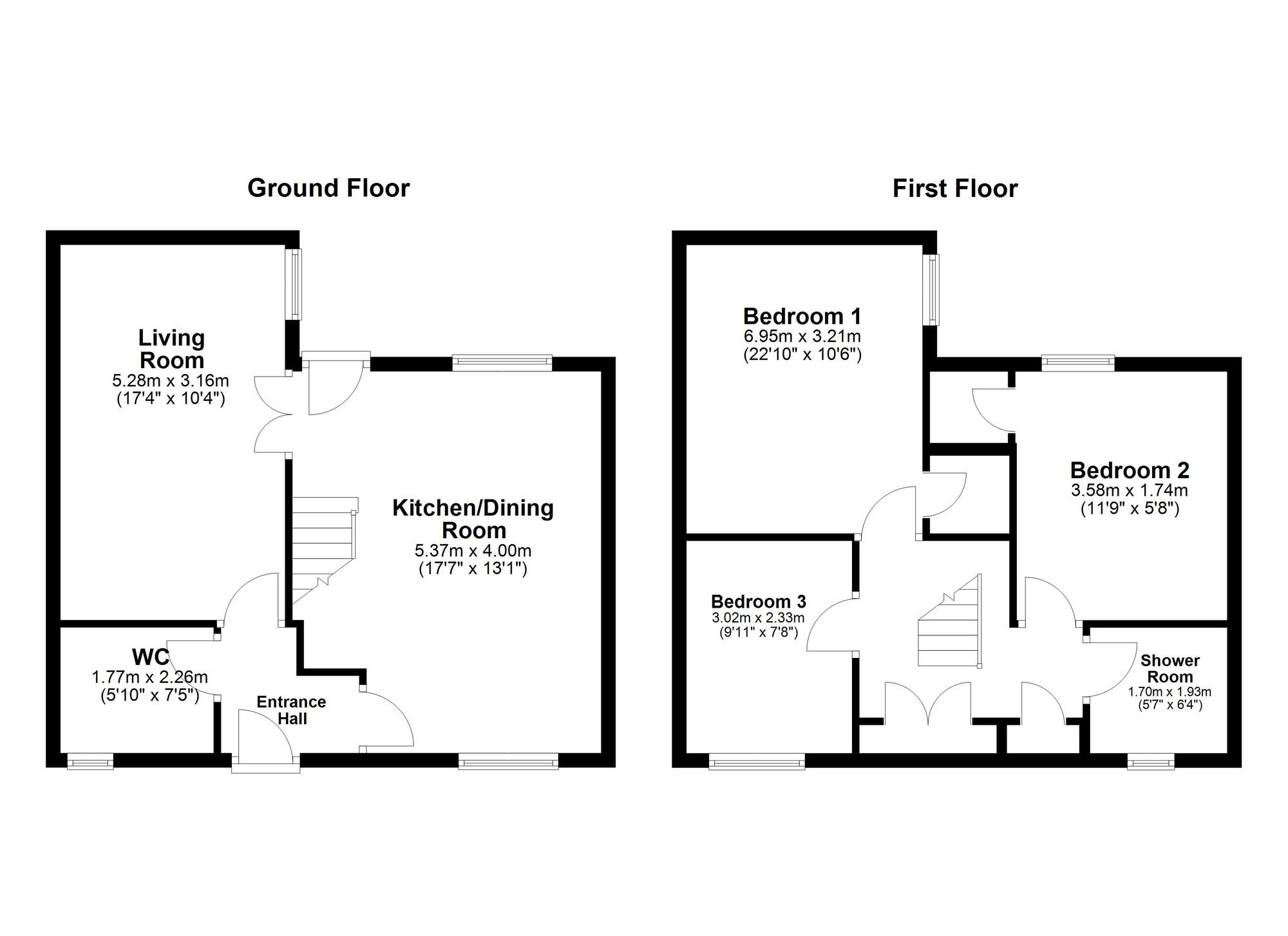 Floorplan of 3 bedroom Mid Terrace House for sale, Cotswold Close, Washington, Tyne and Wear, NE38