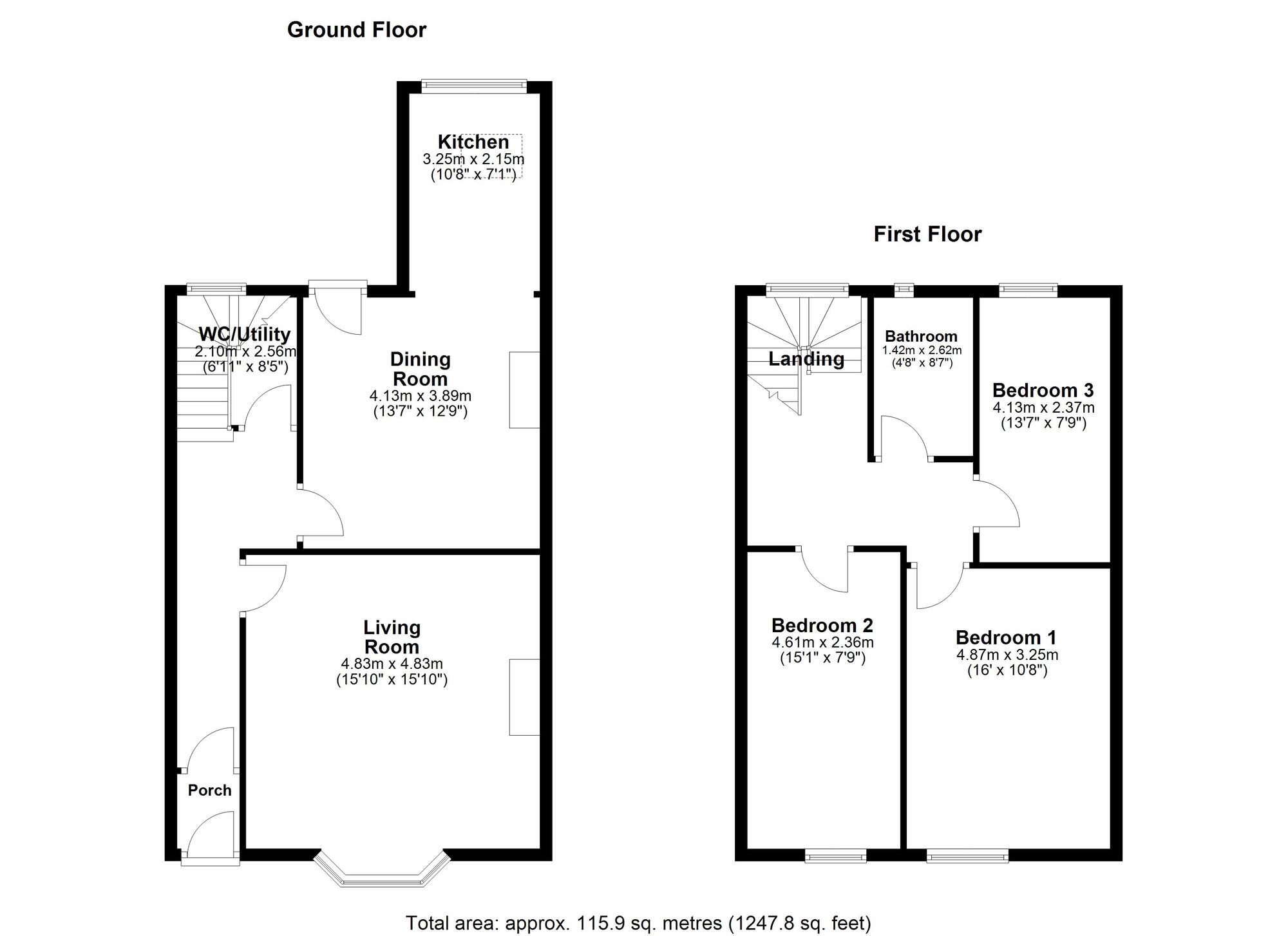 Floorplan of 3 bedroom Mid Terrace House for sale, South View, Washington, Tyne and Wear, NE38