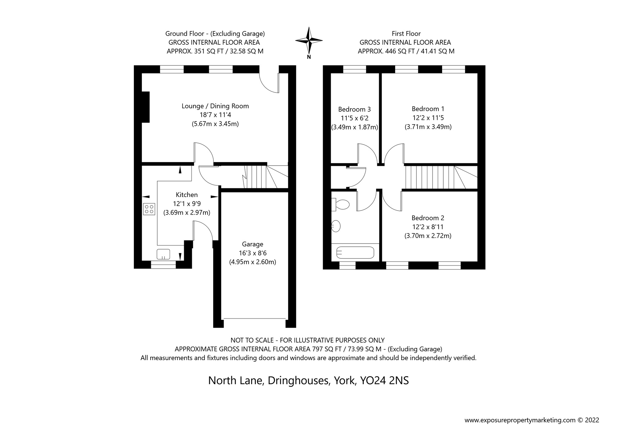 Floorplan of 3 bedroom Mid Terrace House for sale, North Lane, Dringhouses, York, YO24