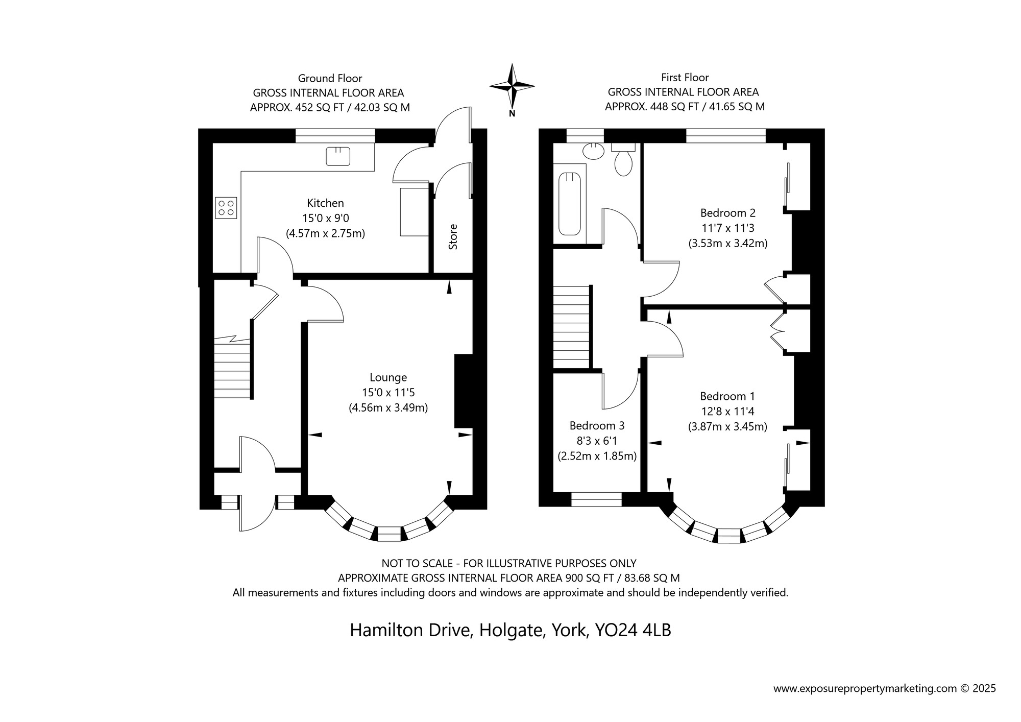 Floorplan of 3 bedroom Mid Terrace House for sale, Hamilton Drive, York, North Yorkshire, YO24