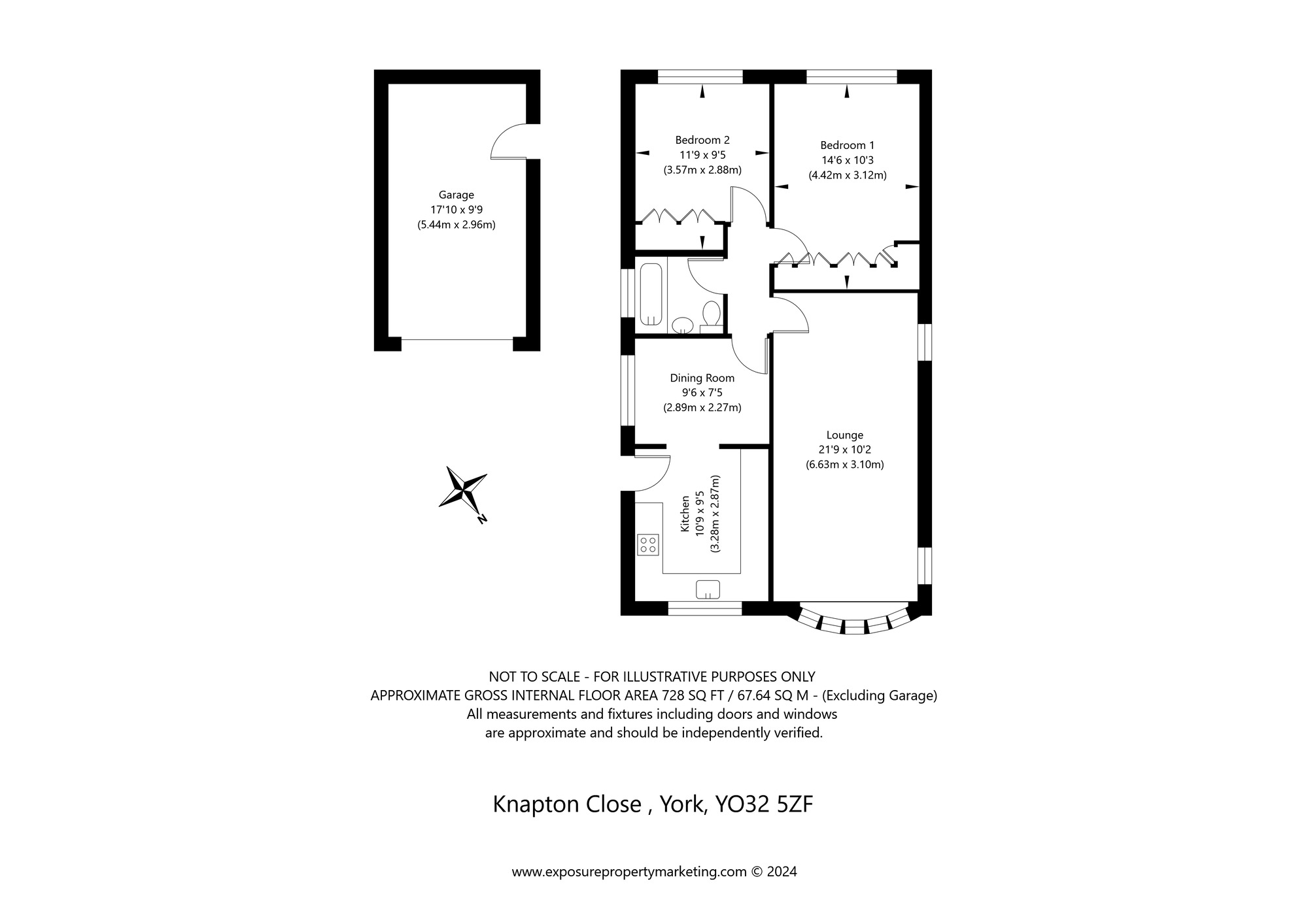 Floorplan of 2 bedroom Detached Bungalow for sale, Knapton Close, Strensall, North Yorkshire, YO32