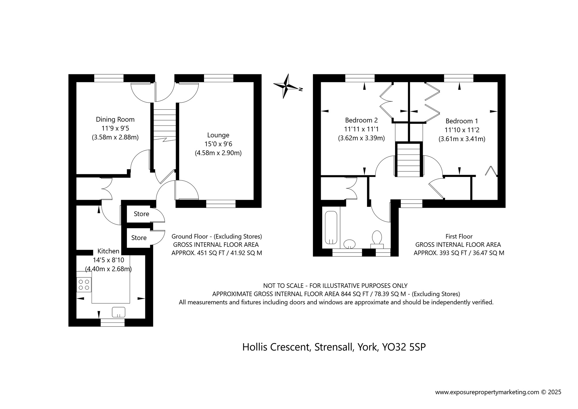 Floorplan of 2 bedroom End Terrace House for sale, Hollis Crescent, Strensall, North Yorkshire, YO32