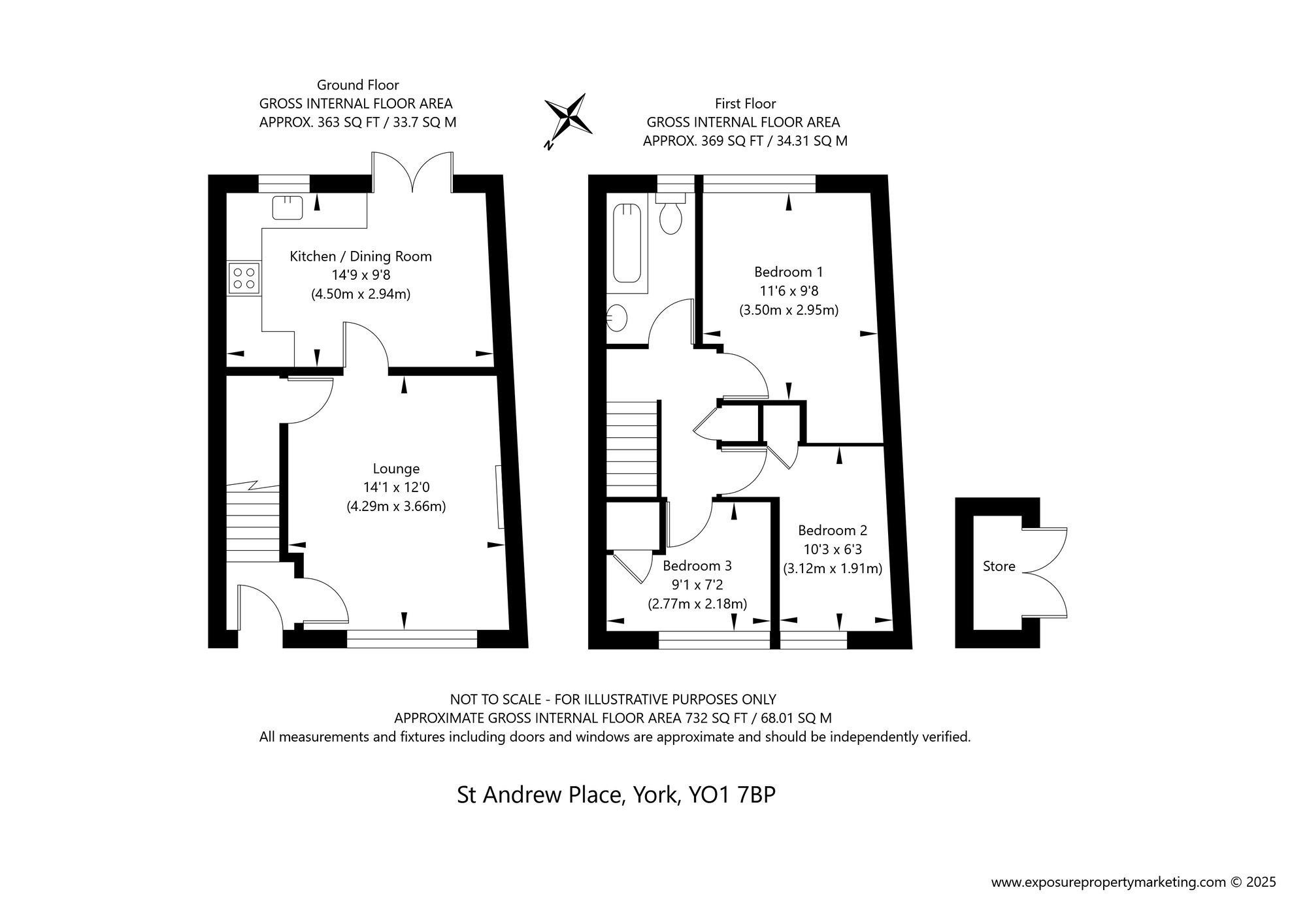 Floorplan of 3 bedroom Mid Terrace House for sale, St. Andrew Place, York, North Yorkshire, YO1