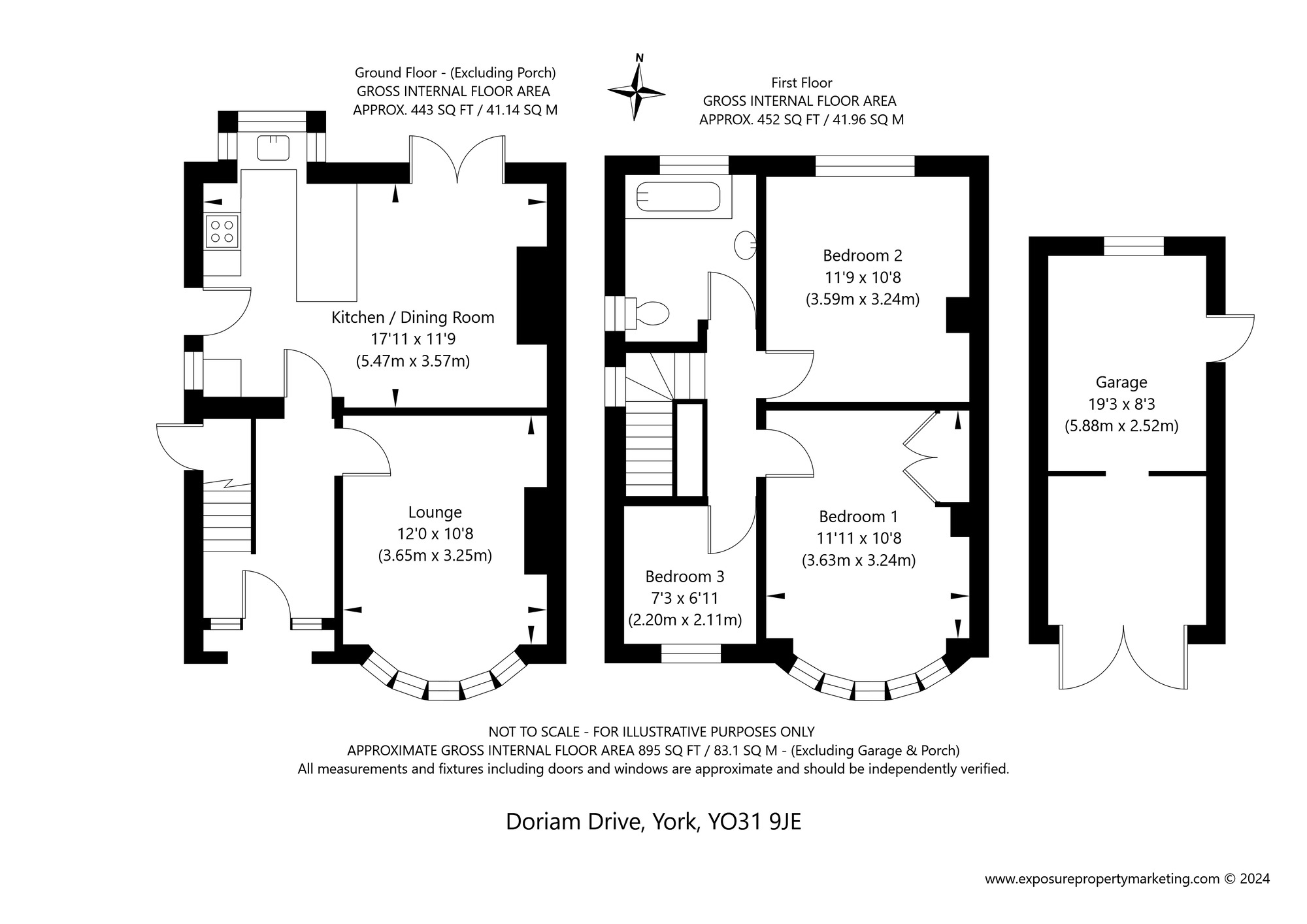 Floorplan of 3 bedroom Semi Detached House for sale, Doriam Drive, York, North Yorkshire, YO31