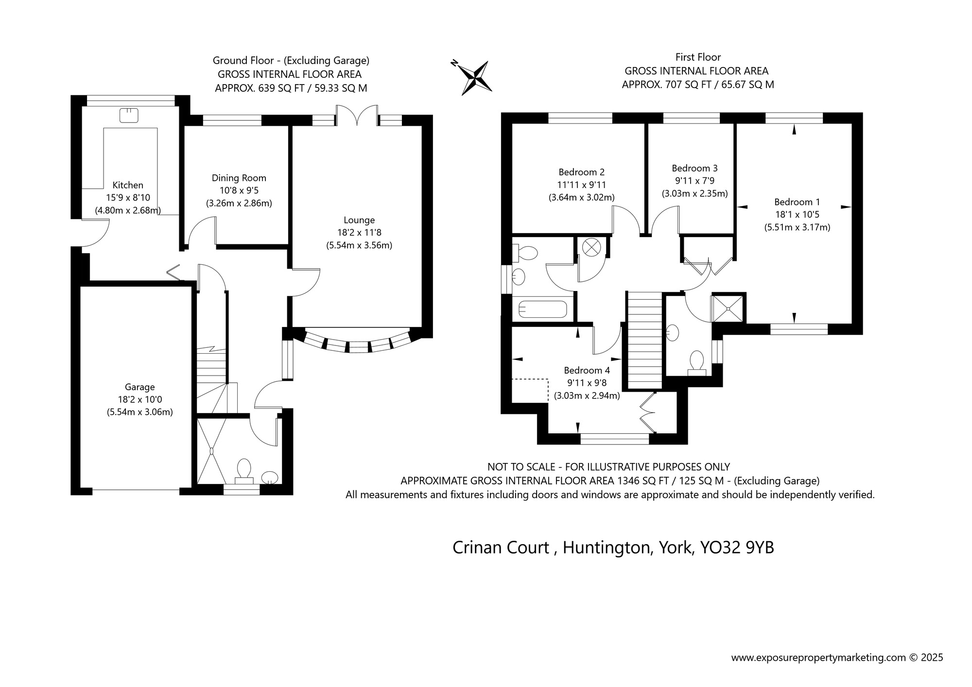 Floorplan of 4 bedroom Detached House for sale, Crinan Court, Huntington, North Yorkshire, YO32