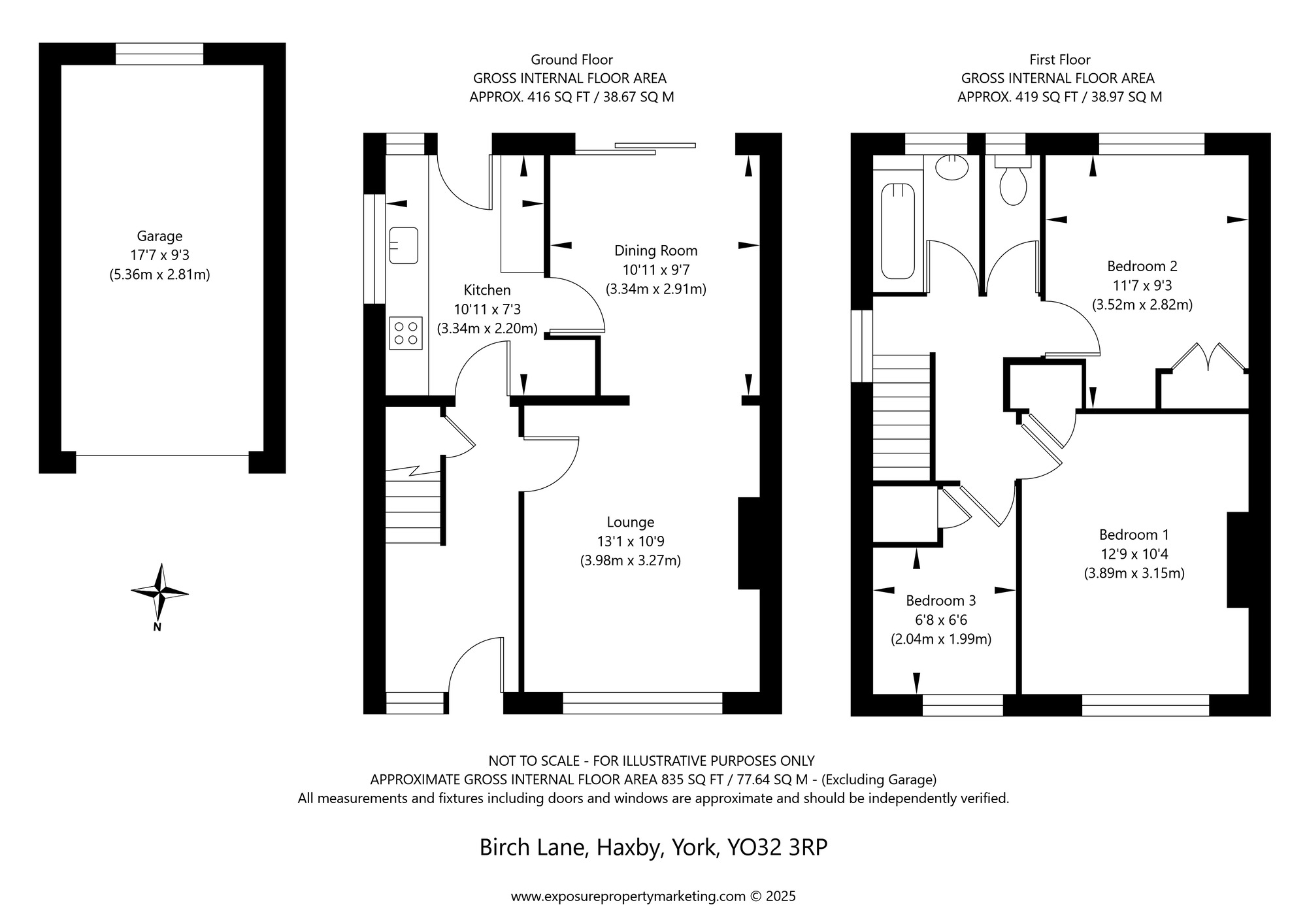 Floorplan of 3 bedroom Semi Detached House for sale, Birch Lane, Haxby, North Yorkshire, YO32