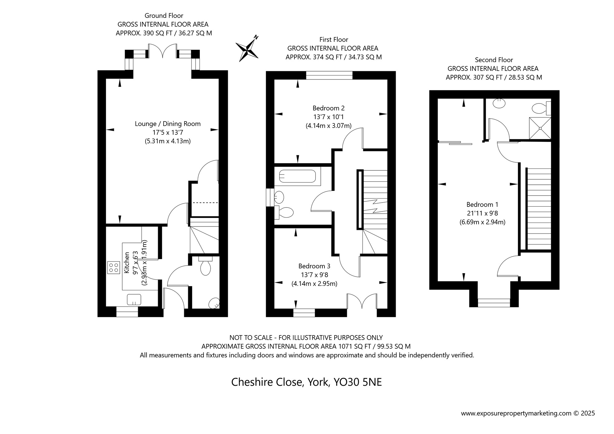 Floorplan of 3 bedroom Semi Detached House for sale, Cheshire Close, York, North Yorkshire, YO30