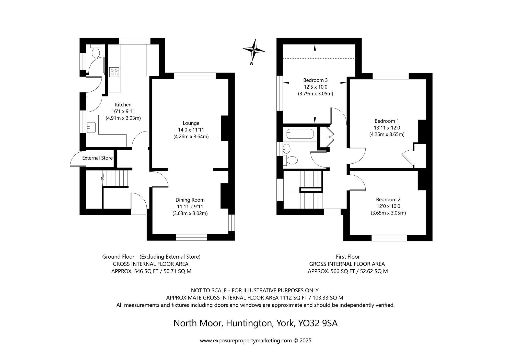 Floorplan of 3 bedroom End Terrace House for sale, North Moor, Huntington, North Yorkshire, YO32