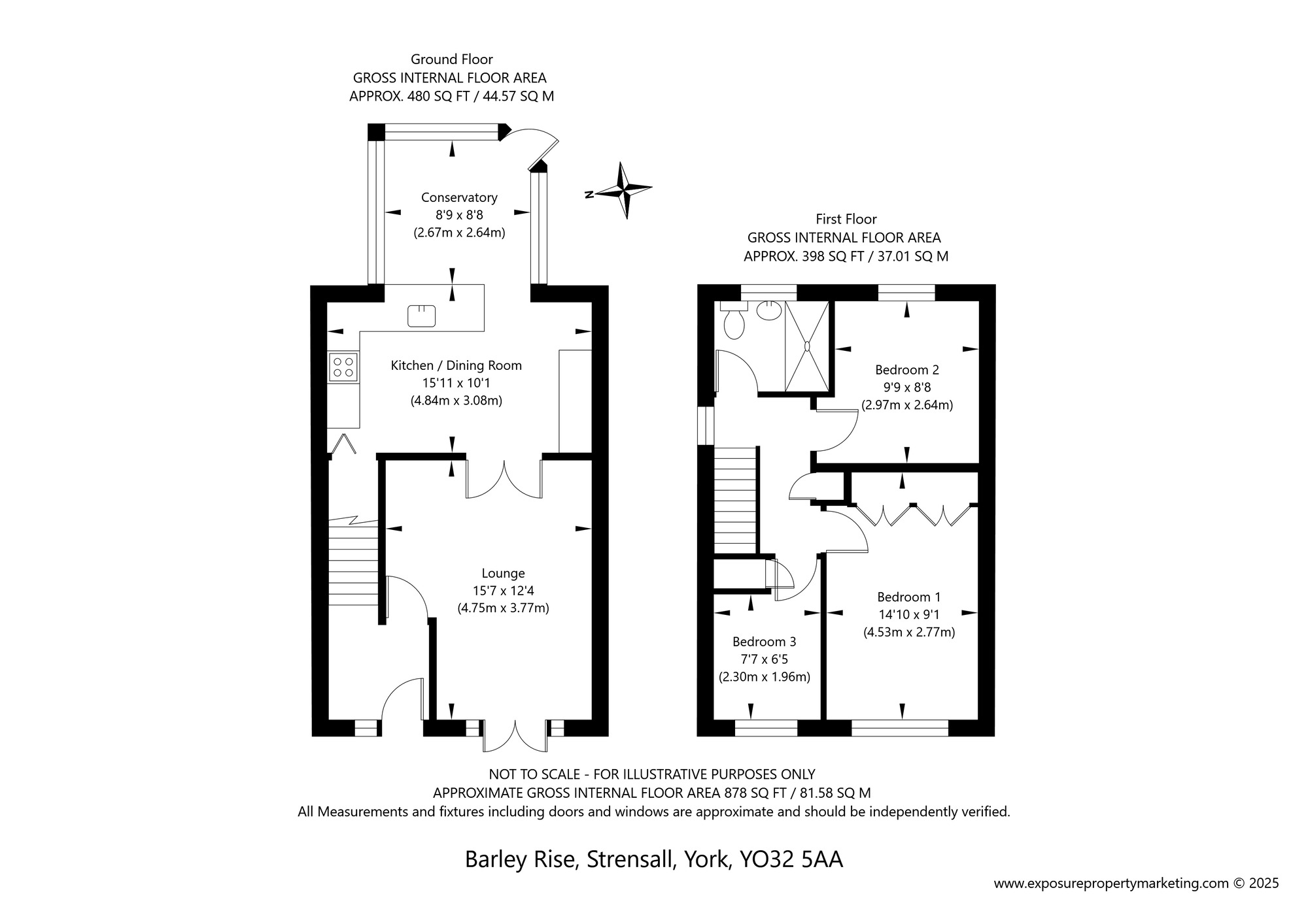 Floorplan of 3 bedroom Semi Detached House for sale, Barley Rise, Strensall, North Yorkshire, YO32