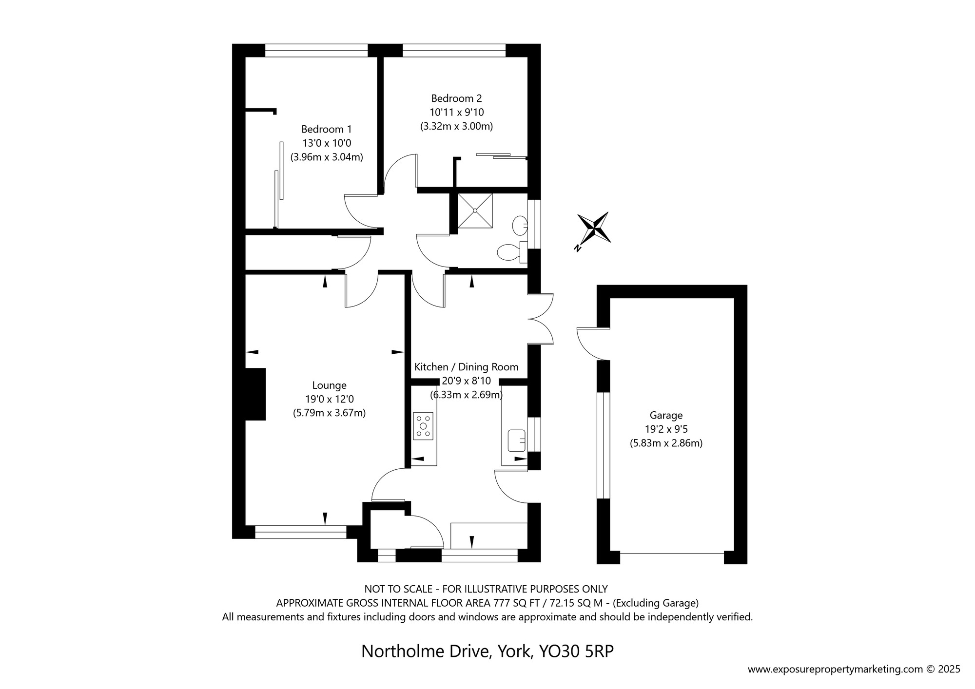 Floorplan of 2 bedroom Semi Detached Bungalow for sale, Northolme Drive, York, North Yorkshire, YO30