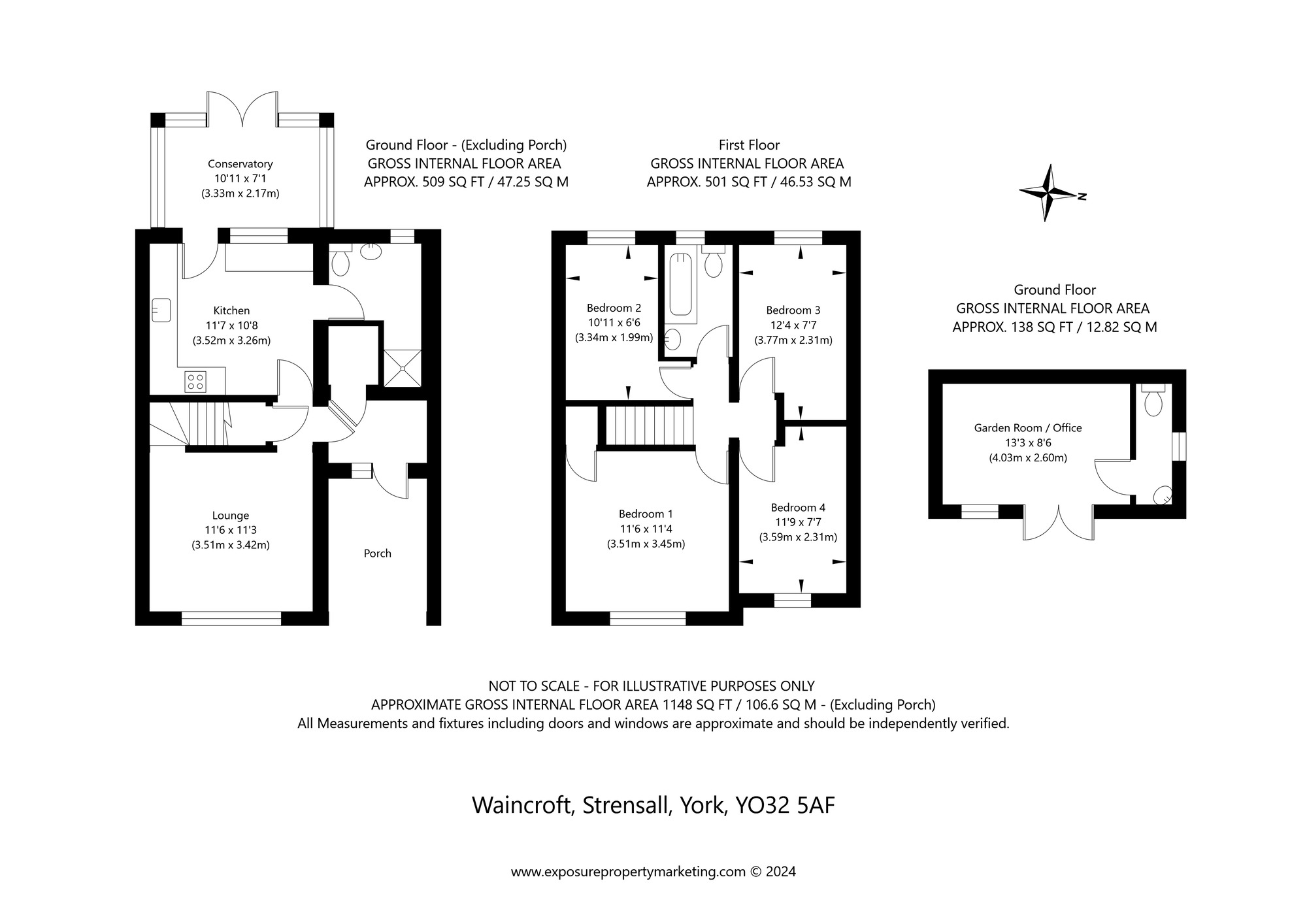 Floorplan of 4 bedroom Semi Detached House for sale, Waincroft, Strensall, North Yorkshire, YO32