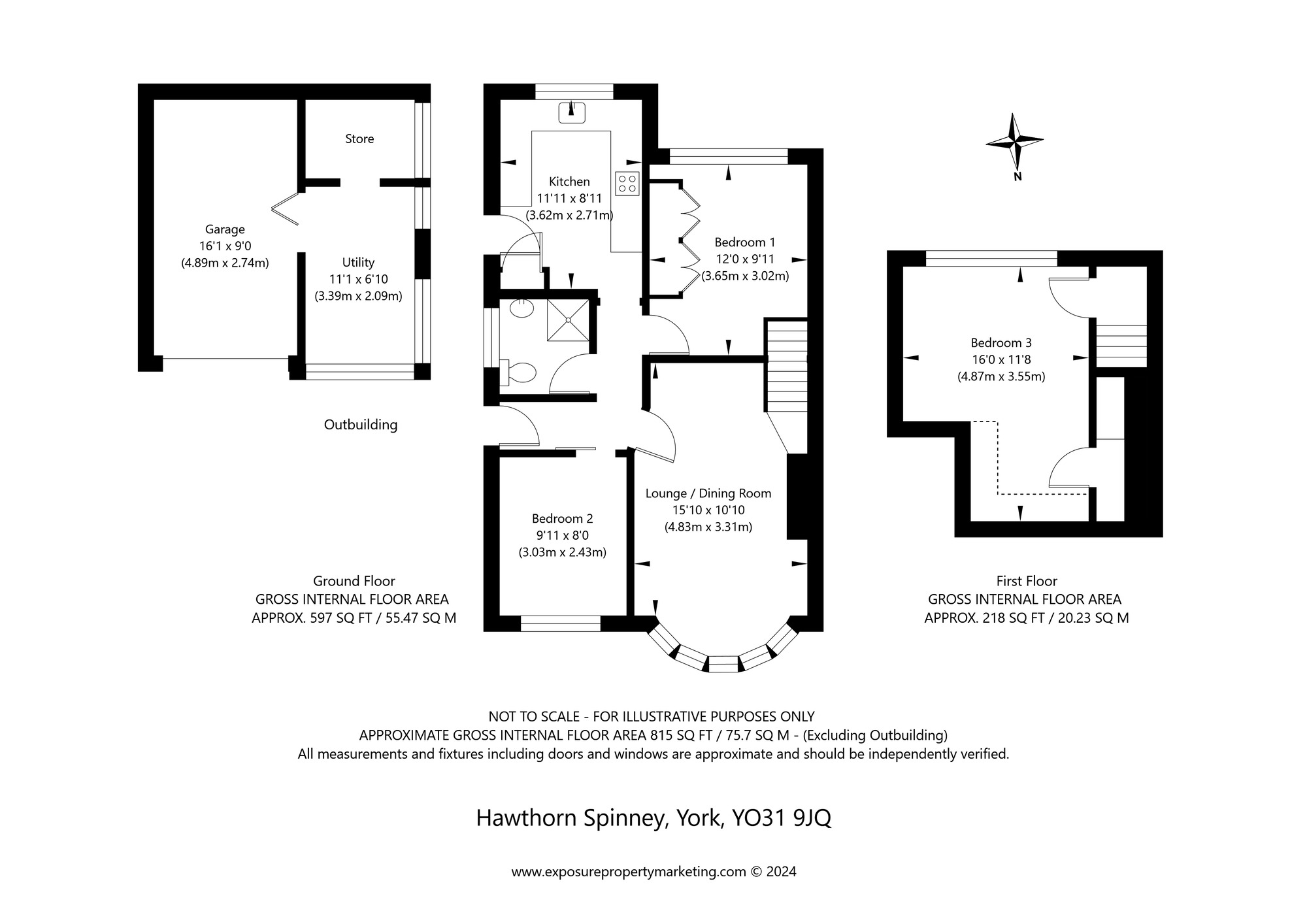 Floorplan of 3 bedroom Semi Detached Bungalow for sale, Hawthorn Spinney, York, North Yorkshire, YO31