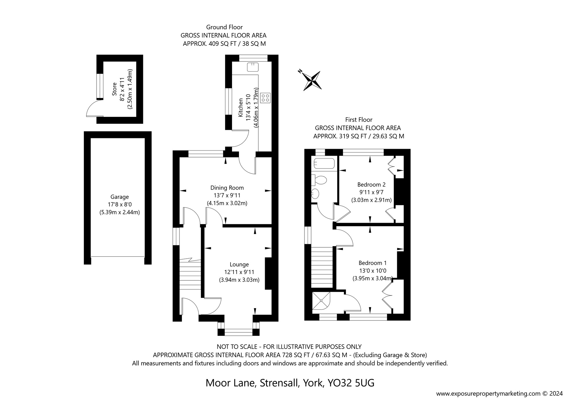 Floorplan of 2 bedroom Semi Detached House for sale, Moor Lane, Strensall, North Yorkshire, YO32