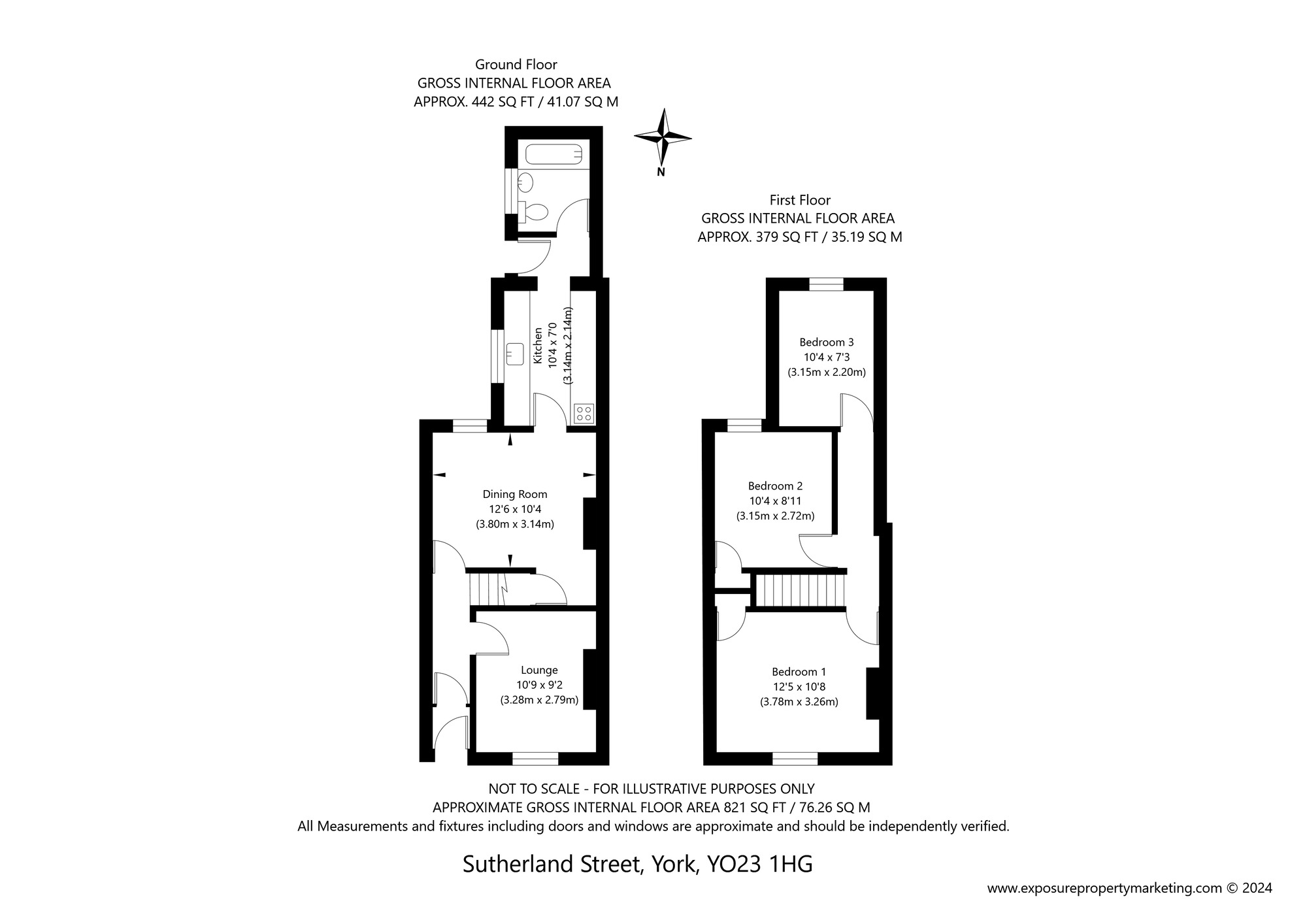 Floorplan of 3 bedroom Mid Terrace House for sale, Sutherland Street, York, North Yorkshire, YO23