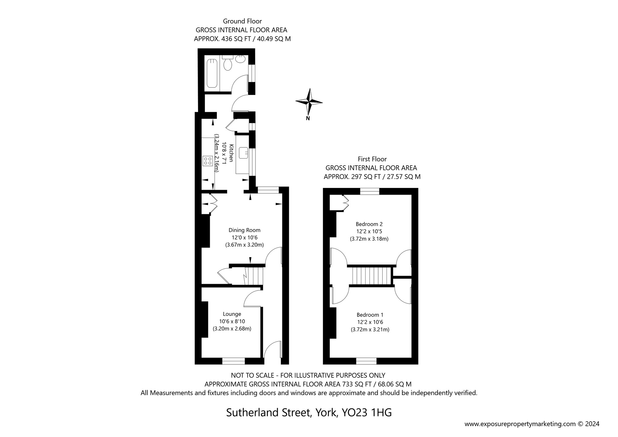 Floorplan of 2 bedroom Mid Terrace House for sale, Sutherland Street, York, North Yorkshire, YO23