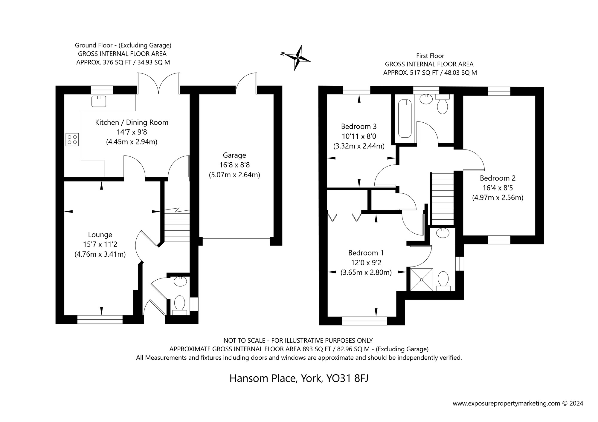 Floorplan of 3 bedroom Semi Detached House for sale, Hansom Place, York, North Yorkshire, YO31