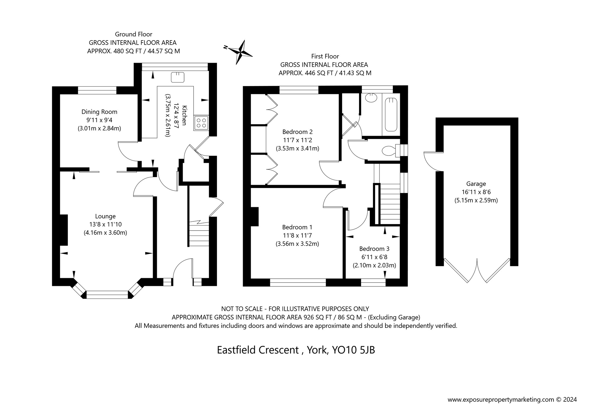 Floorplan of 3 bedroom Semi Detached House for sale, Eastfield Crescent, York, North Yorkshire, YO10