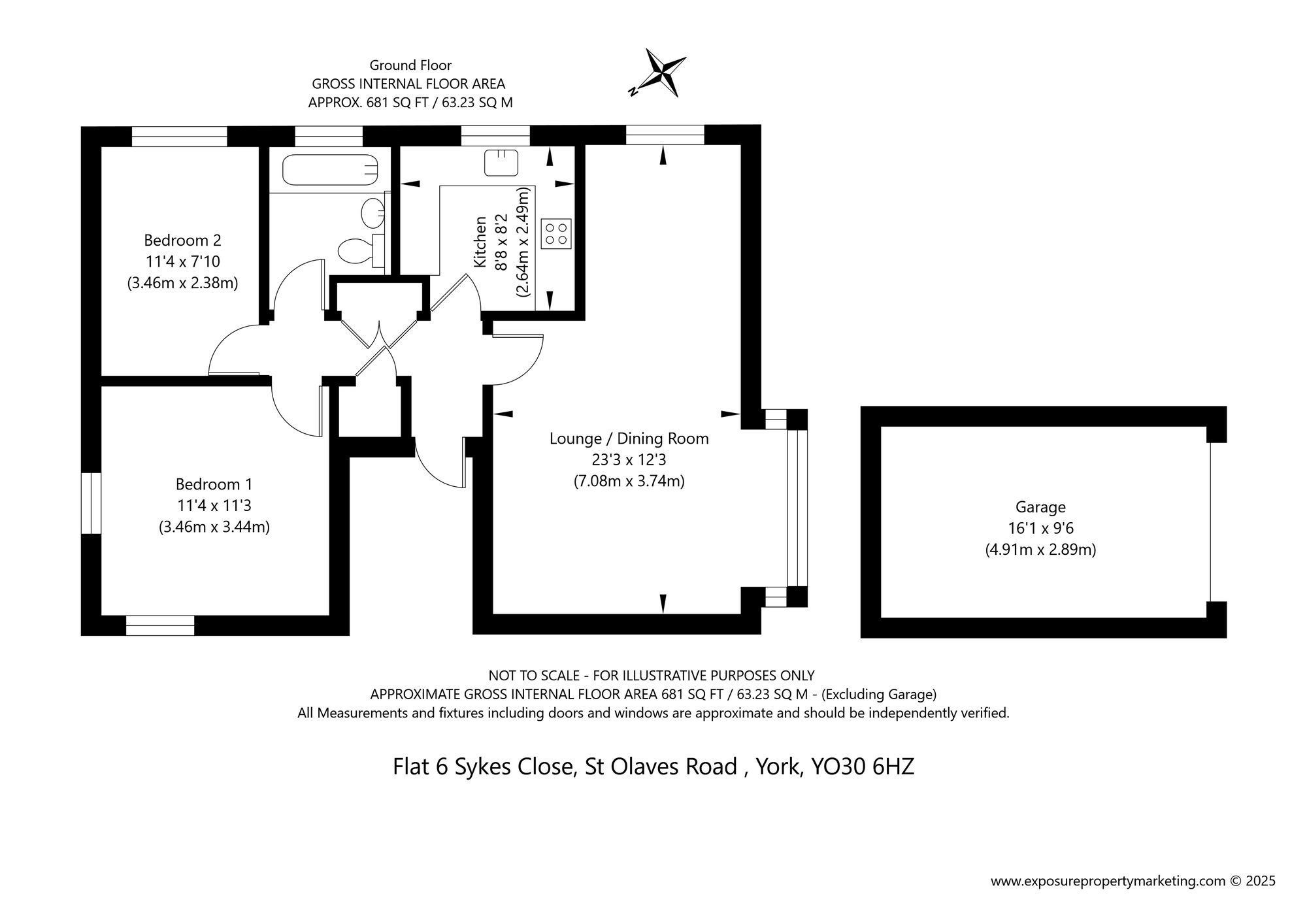 Floorplan of 2 bedroom  Flat for sale, Sykes Close, St. Olaves Road, North Yorkshire, YO30