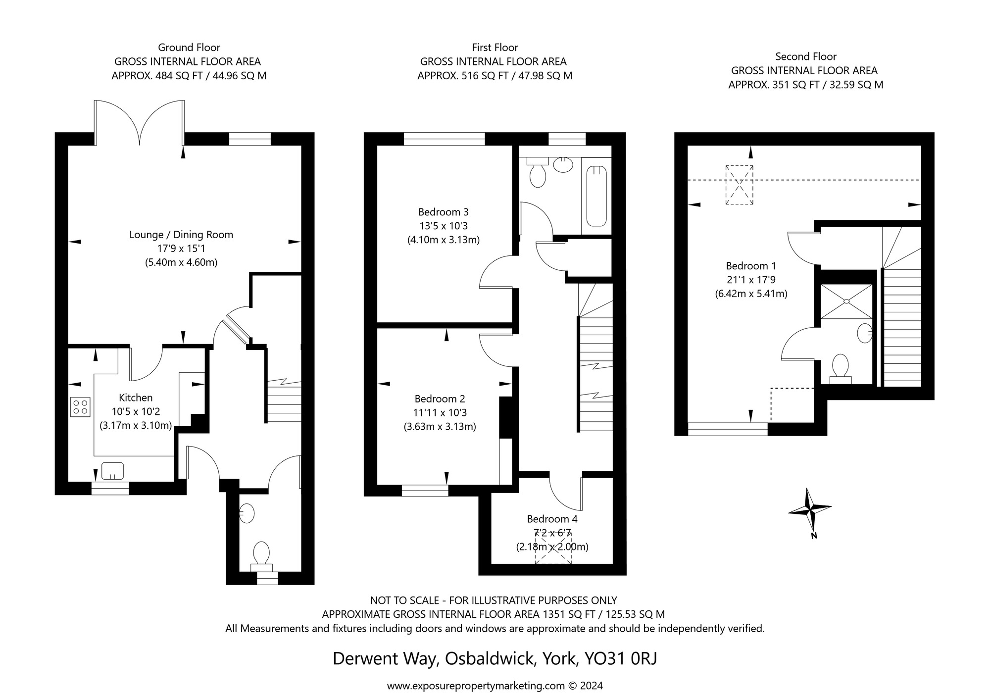 Floorplan of 4 bedroom Semi Detached House for sale, Derwent Way, York, North Yorkshire, YO31