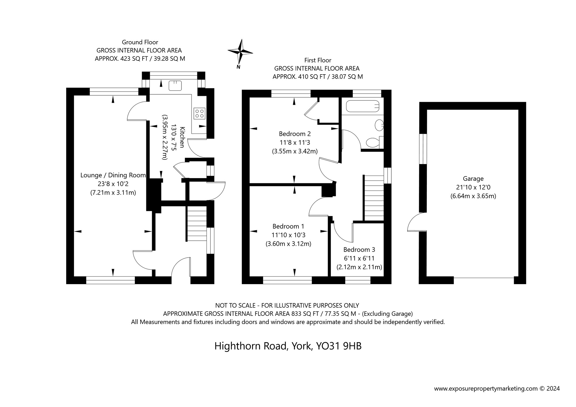 Floorplan of 3 bedroom Semi Detached House for sale, Highthorn Road, York, North Yorkshire, YO31