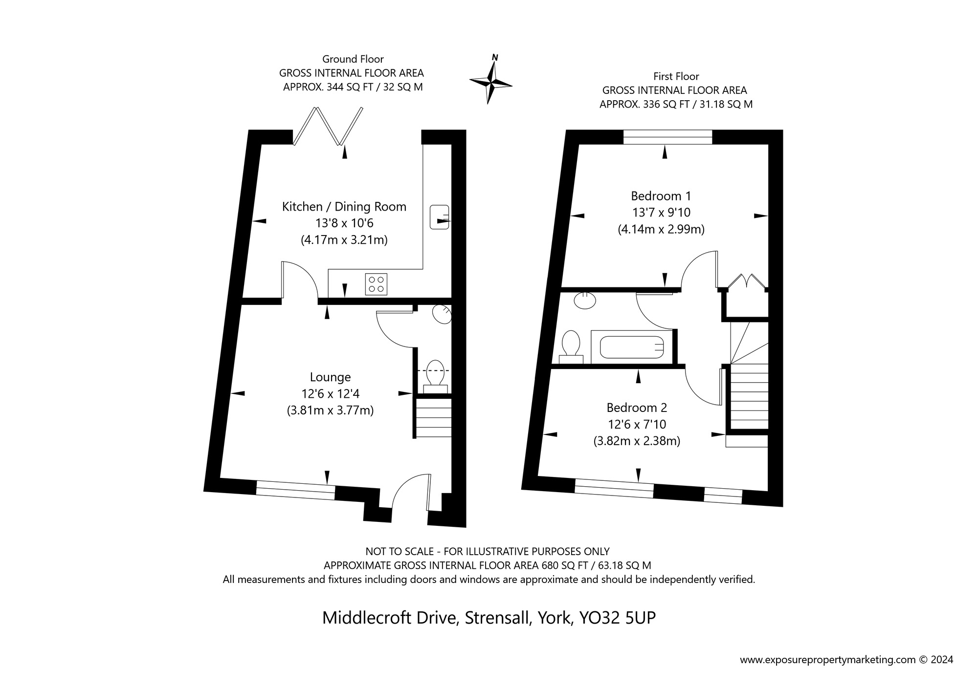 Floorplan of 2 bedroom Semi Detached House for sale, Middlecroft Drive, Strensall, North Yorkshire, YO32