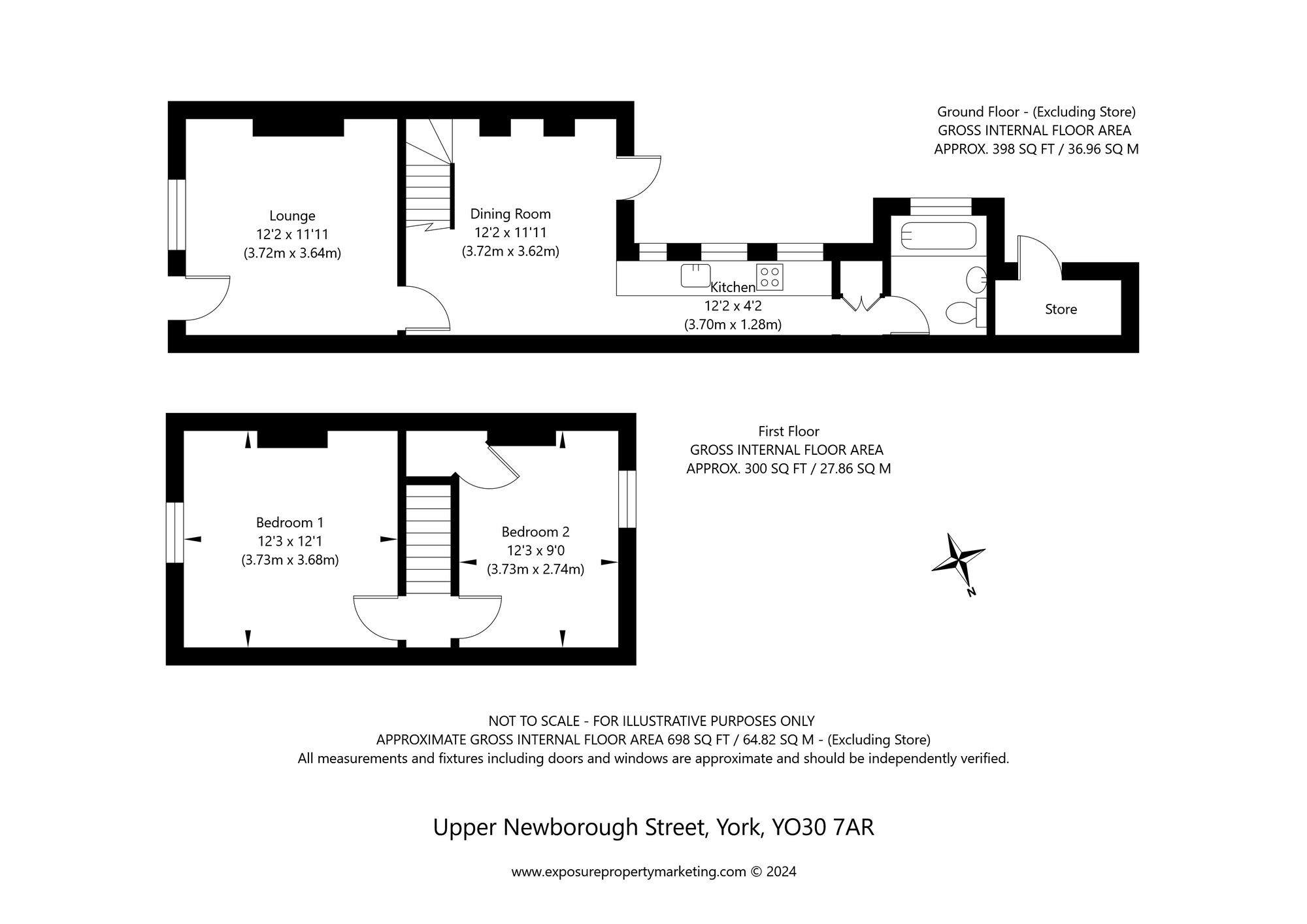 Floorplan of 2 bedroom Mid Terrace House for sale, Upper Newborough Street, York, North Yorkshire, YO30