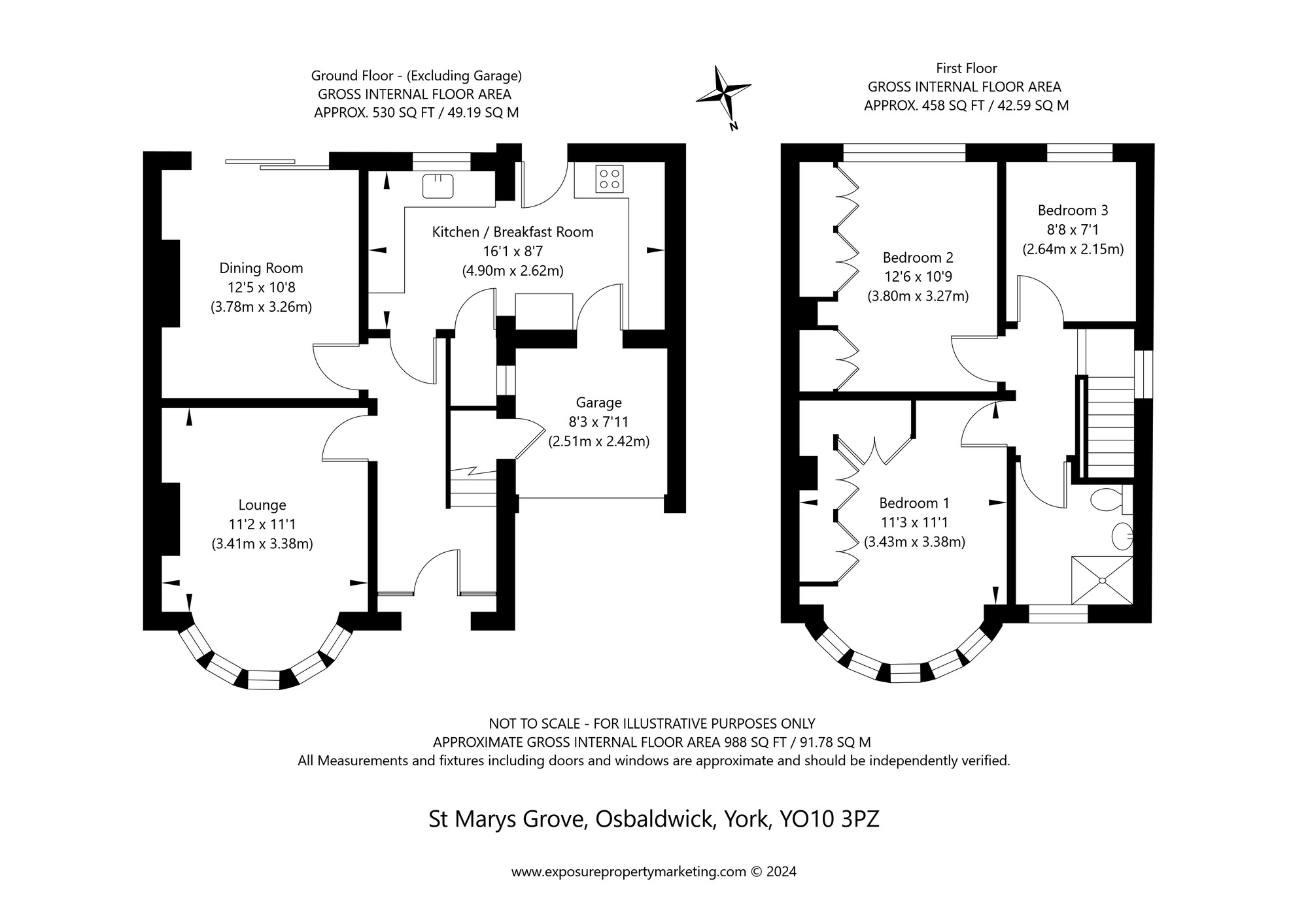 Floorplan of 3 bedroom Semi Detached House for sale, St. Marys Grove, York, North Yorkshire, YO10