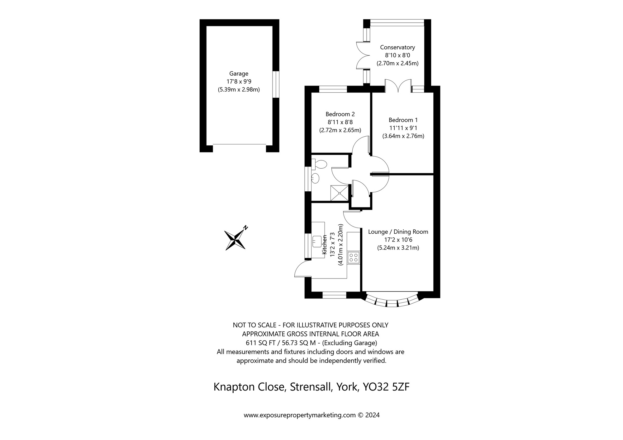 Floorplan of 2 bedroom Semi Detached Bungalow for sale, Knapton Close, Strensall, North Yorkshire, YO32