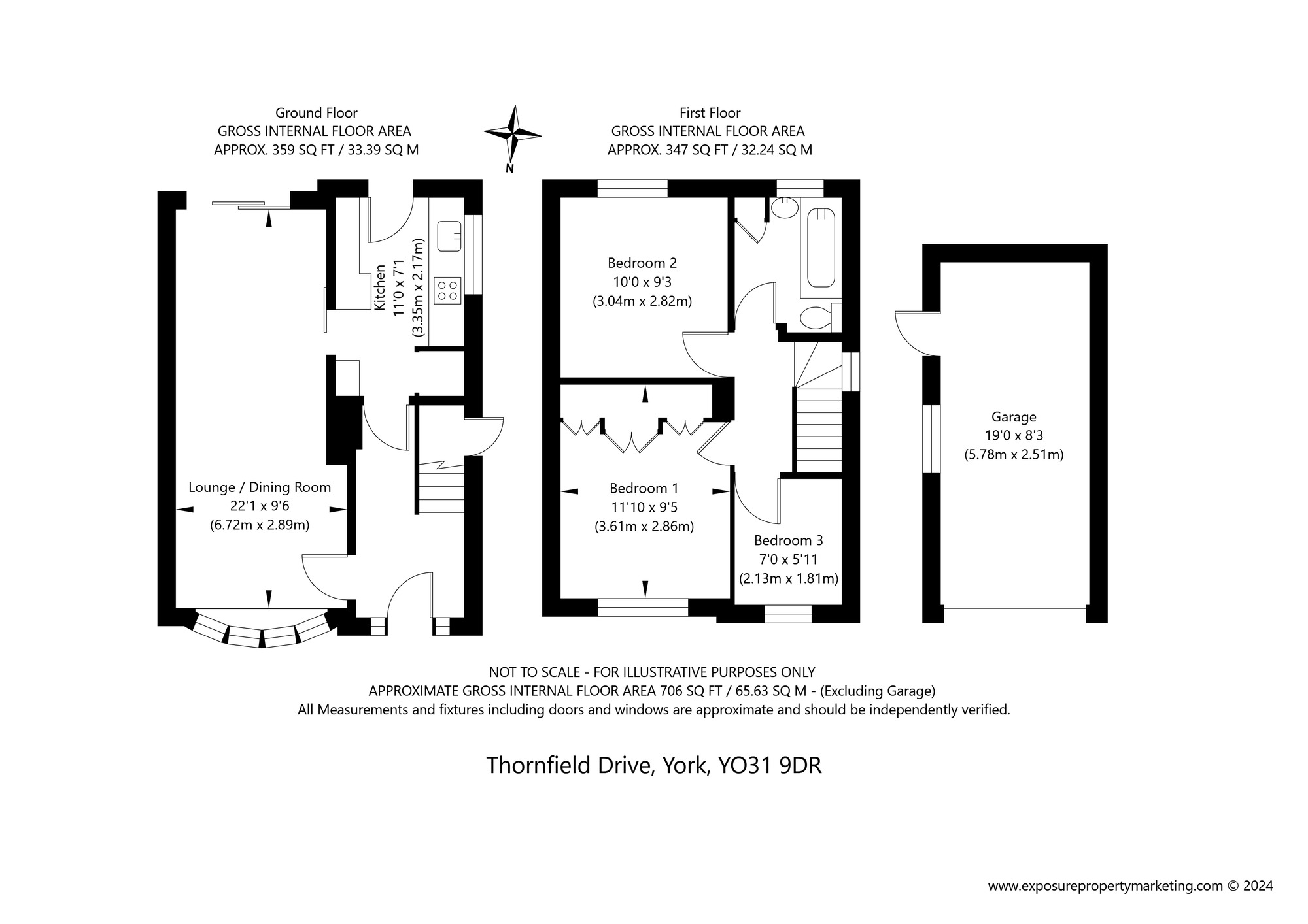 Floorplan of 3 bedroom Semi Detached House for sale, Thornfield Drive, York, North Yorkshire, YO31