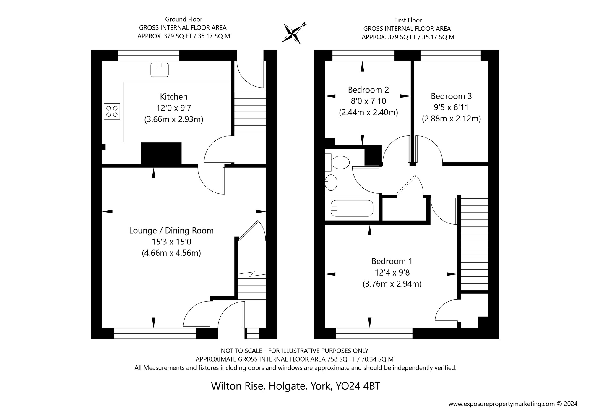 Floorplan of 3 bedroom Mid Terrace House for sale, Wilton Rise, York, North Yorkshire, YO24