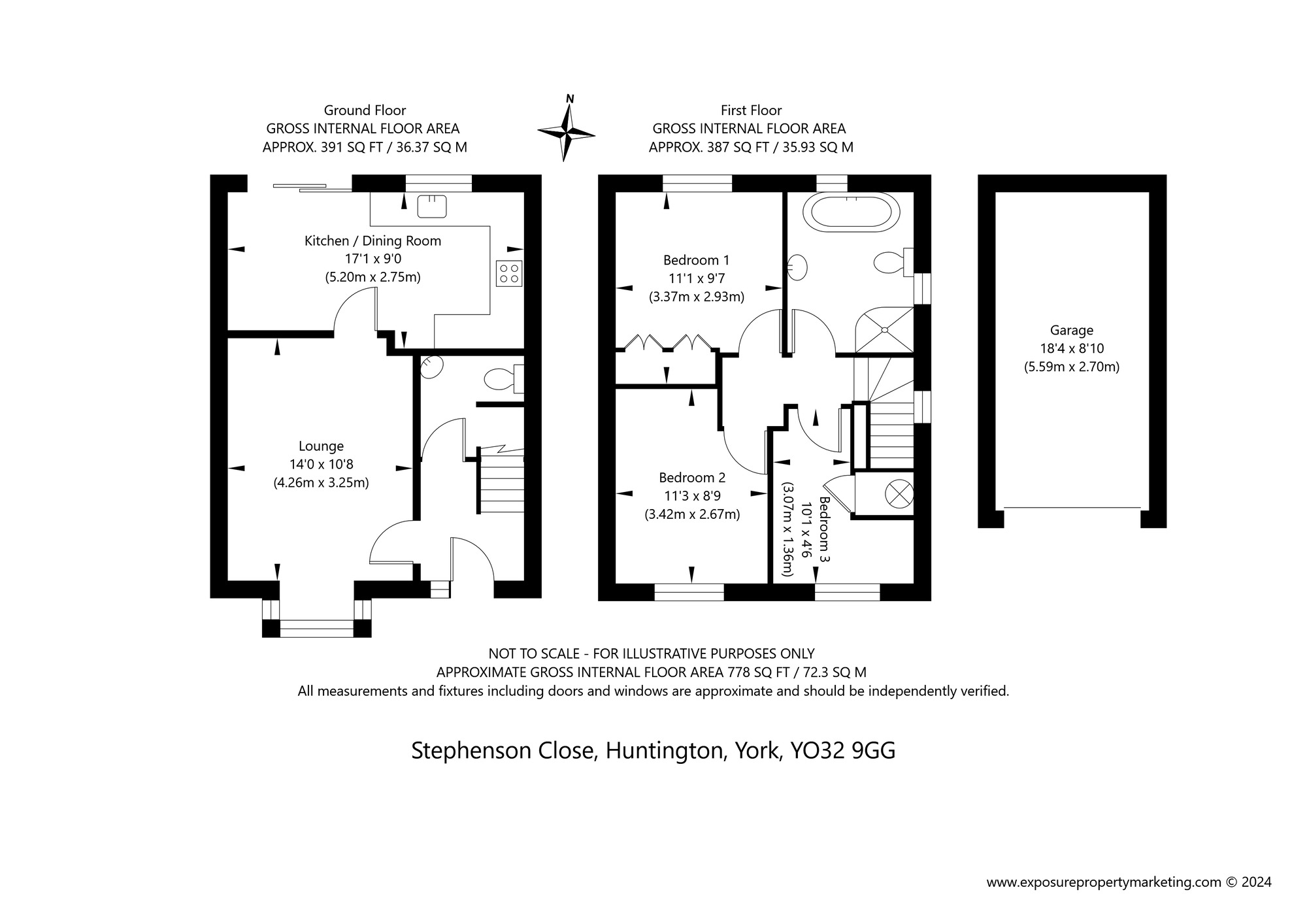 Floorplan of 3 bedroom Detached House for sale, Stephenson Close, Huntington, North Yorkshire, YO32