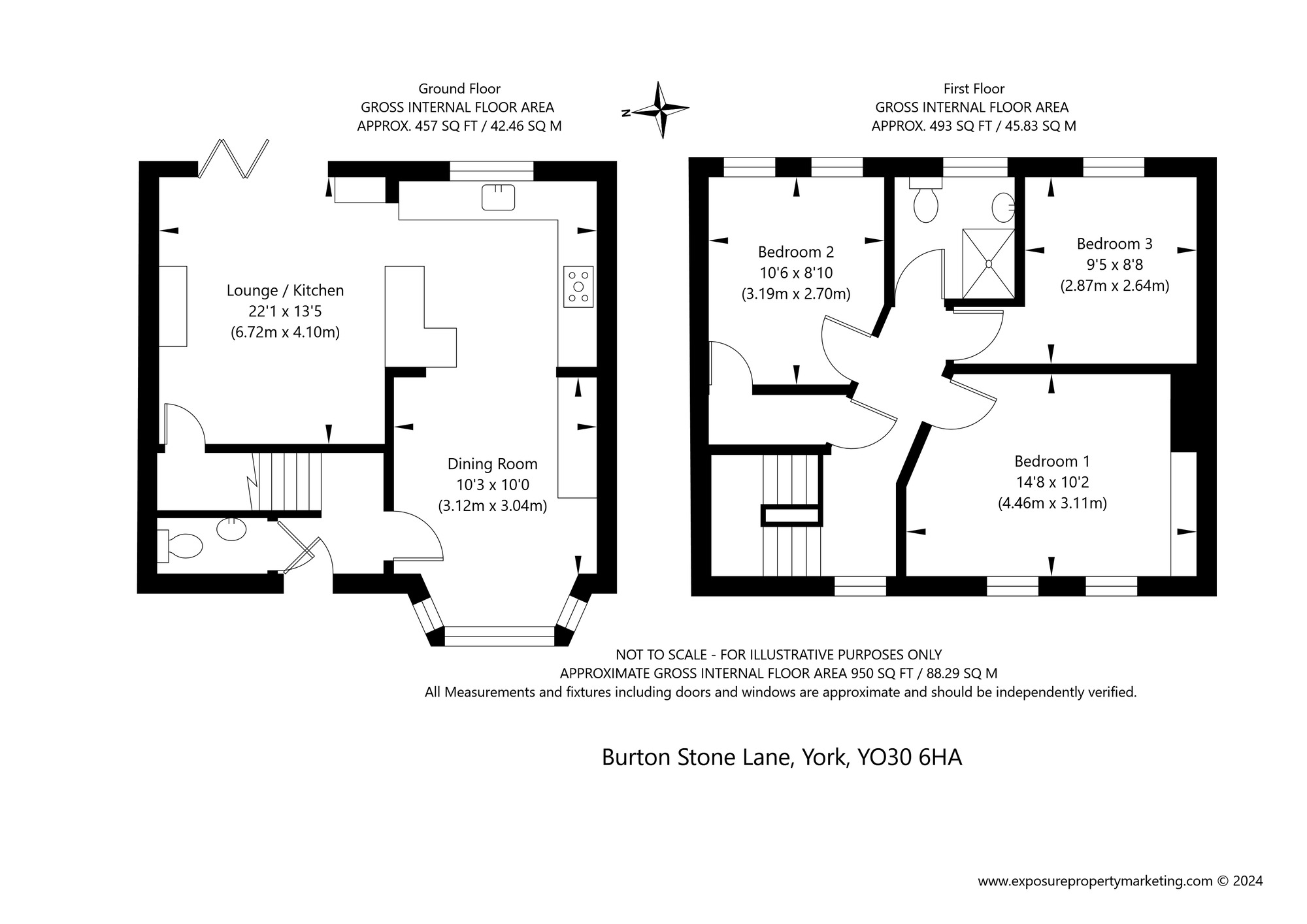 Floorplan of 3 bedroom Mid Terrace House for sale, Burton Stone Lane, York, North Yorkshire, YO30